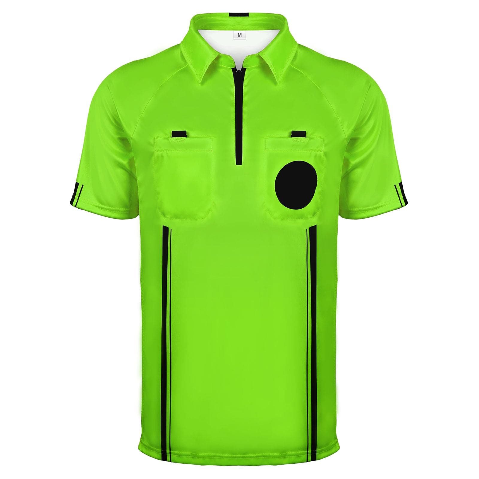 HIGHRAZON Men Referee Shirt, Green Soccer Referee Jersey, Men’s Official Pro Soccer Referee Shirt with Double Hidden Pockets - Short Sleeve (S)