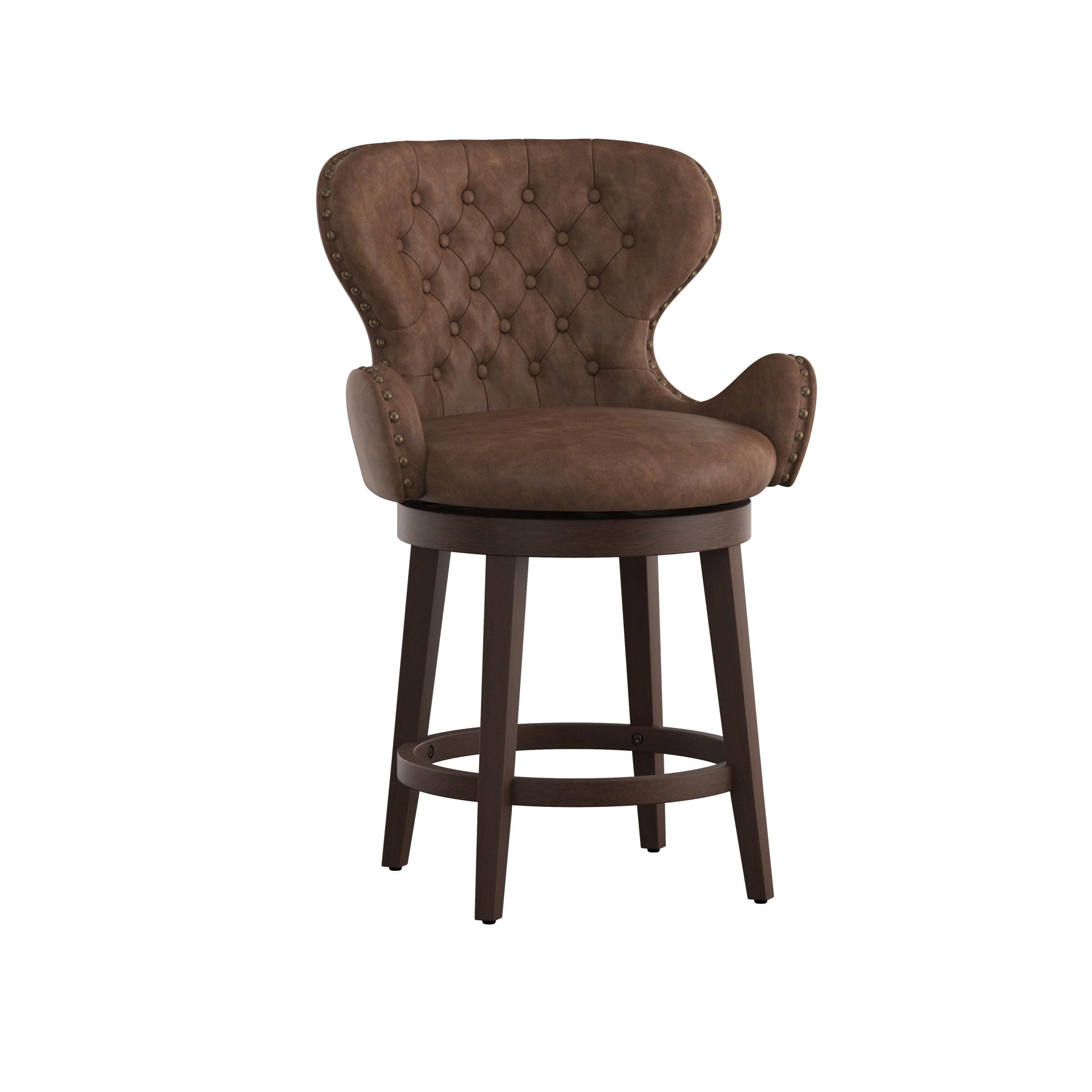 Hillsdale 41" Mid City Smoke Chocolate Upholstered Wood Swivel Barstool