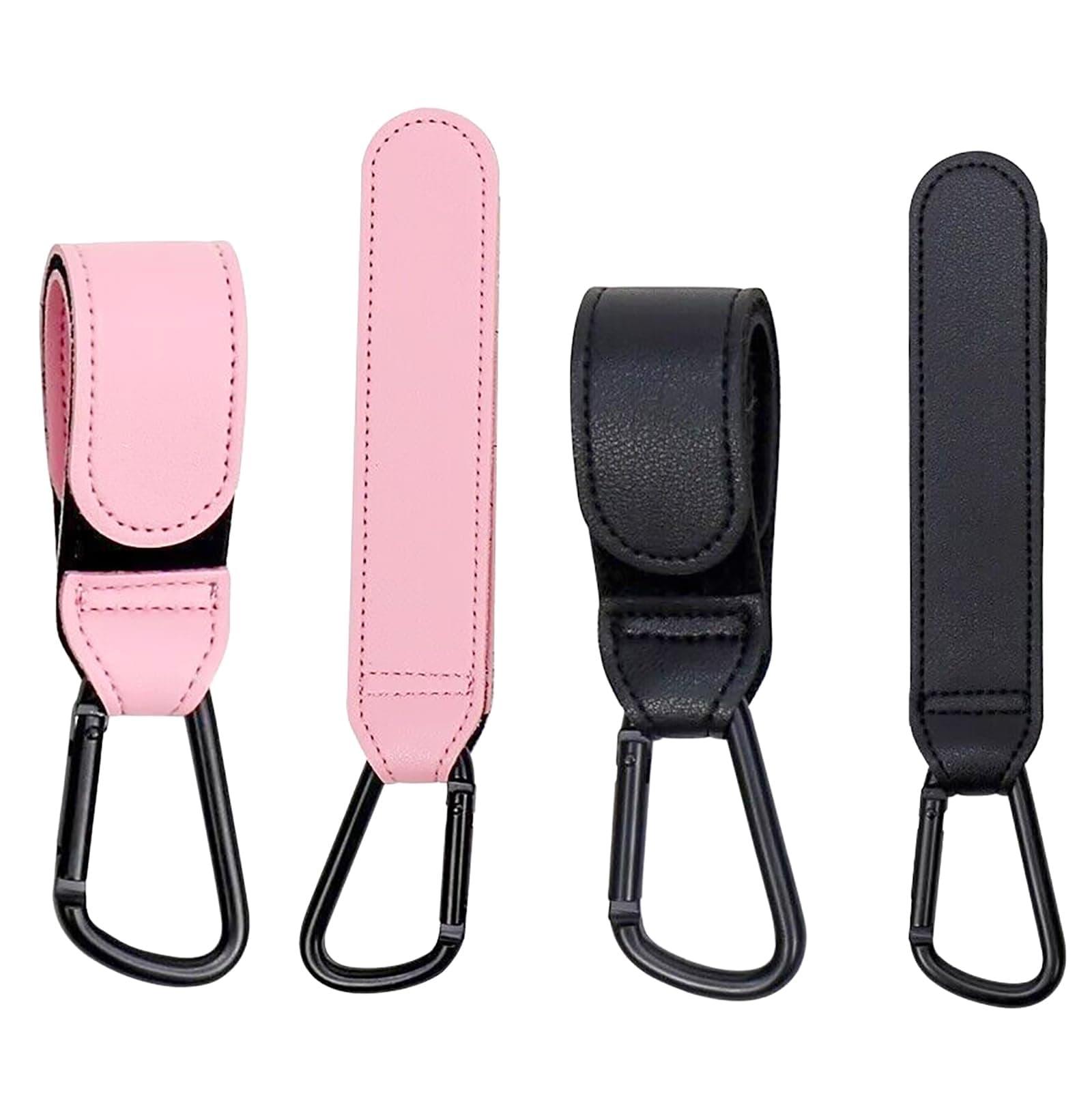 YIKANGHENG 4 Pack Cart Hook, Metal Black an Pink Hooks for Cart, Electric Vehicle and Bicycle Hanging Bags (Black Pink)