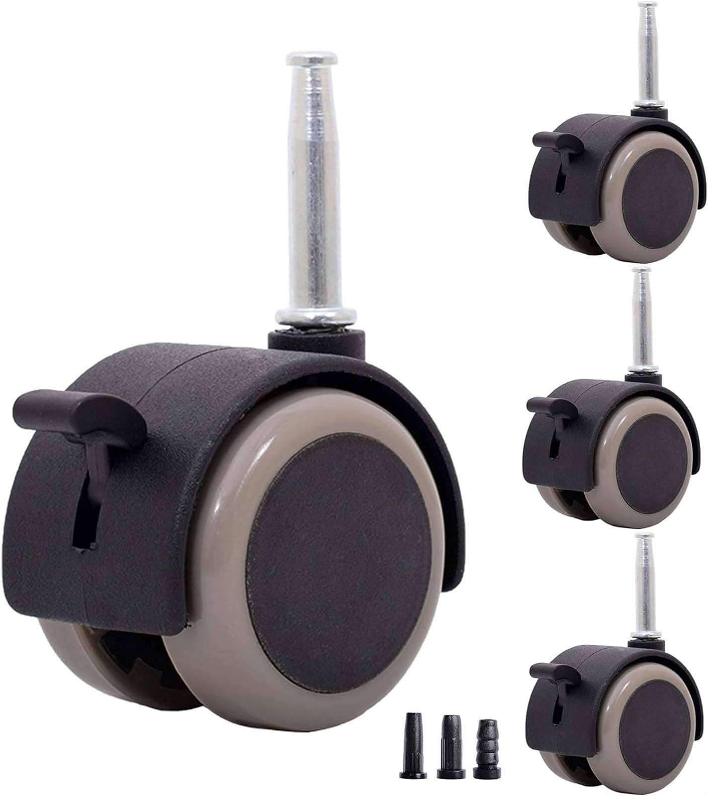 noxozoqm 2 Inch Caster Wheels,Furniture Caster,Twin Nylon Wheel Castors Casters,Socket Grip Neck Stem Fix,Load Bearing 120Kg