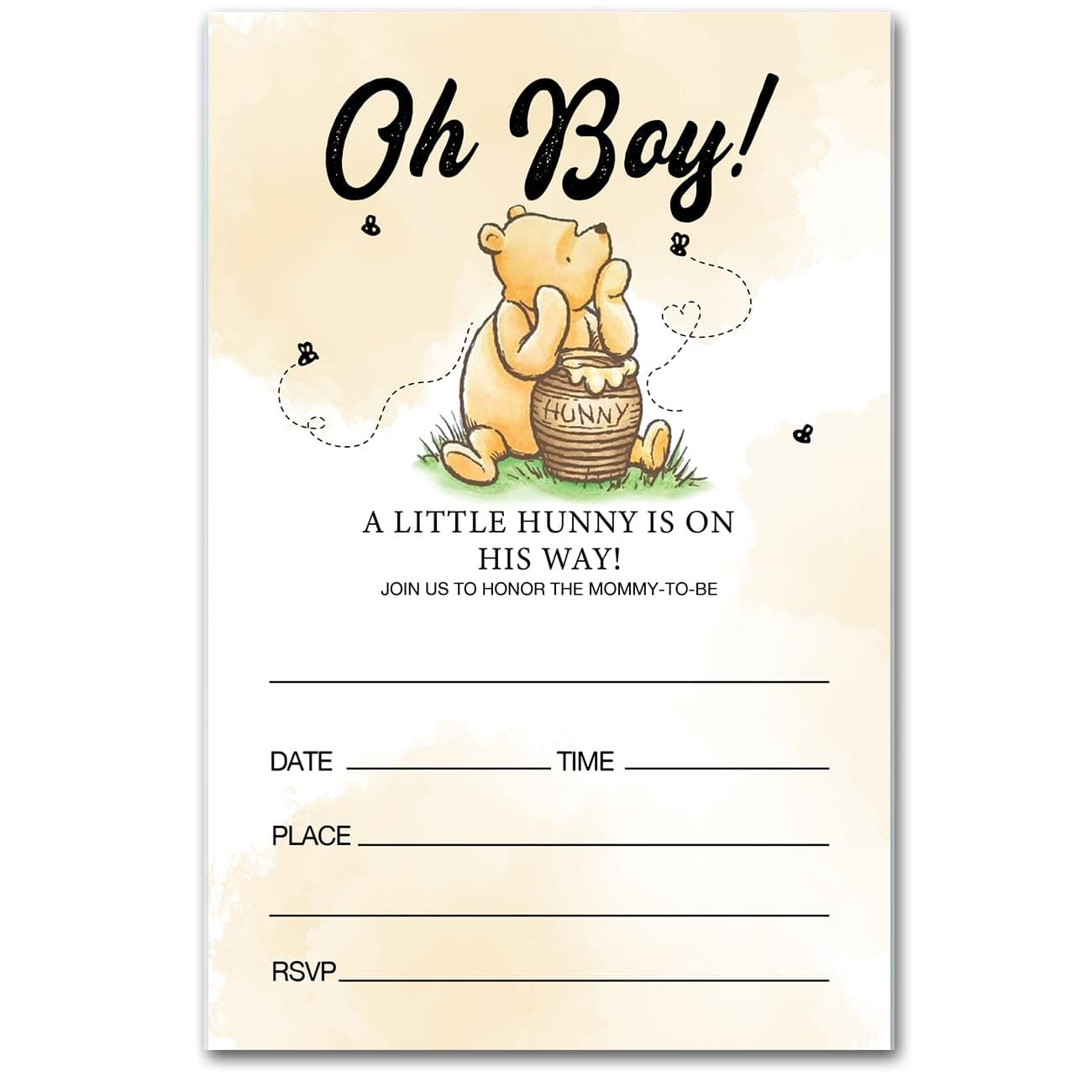 brayqu Winnie the Pooh Oh Boy Baby Shower Party Invitations Pooh Bear Baby Shower Party Invites Baby Boy (20 Cards with Envelopes)