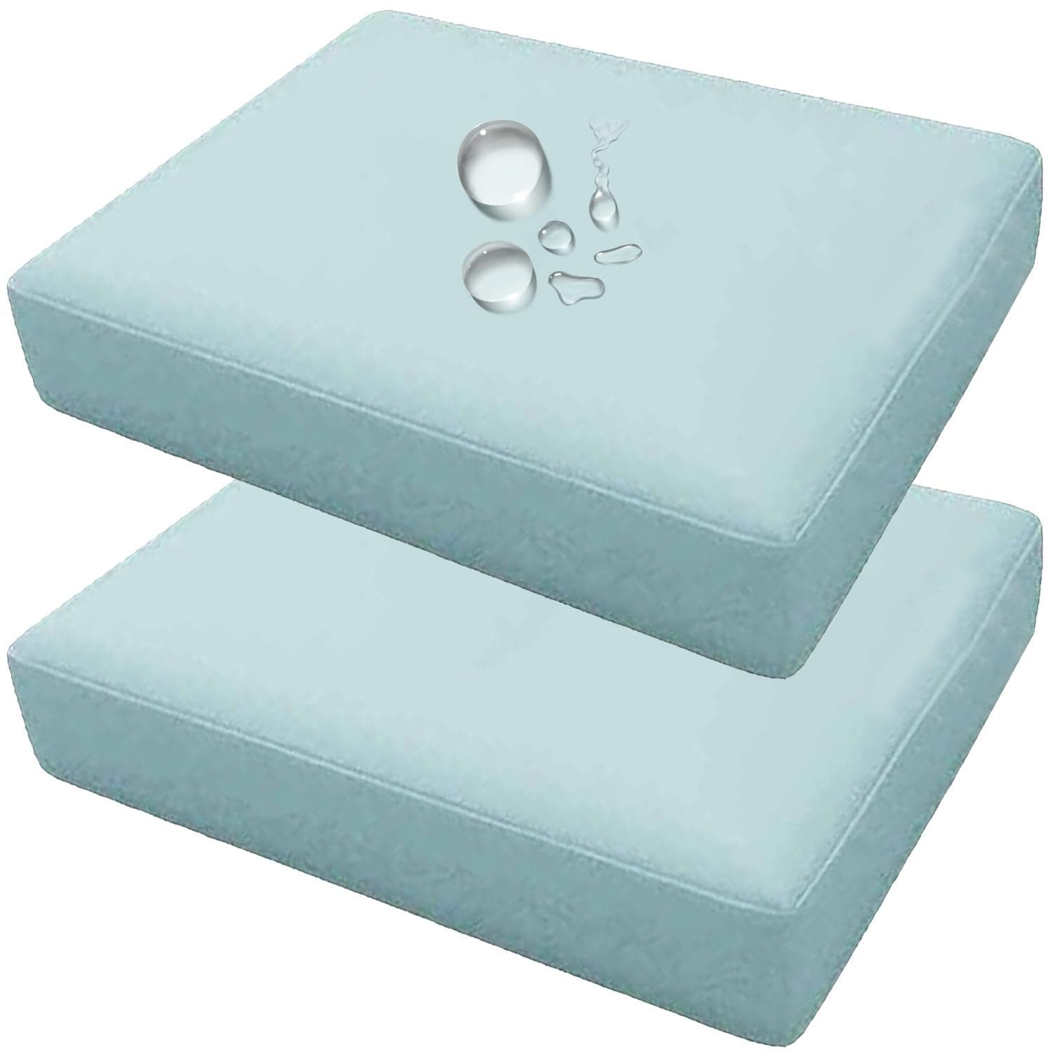 Waterproof Outdoor Seat Cushion Covers with Zipper Replacement Patio Sofa Pads Slipcovers Soft Washable Furniture Protectors Covers for L Sofa/Corner Couch, Patio Garden(A14,65x65x10cm(2pcs))