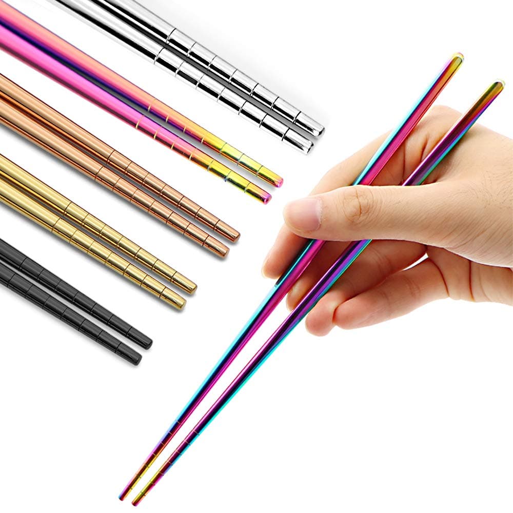 MUYOS Stainless Steel Chopsticks, 5 Pairs, Multi