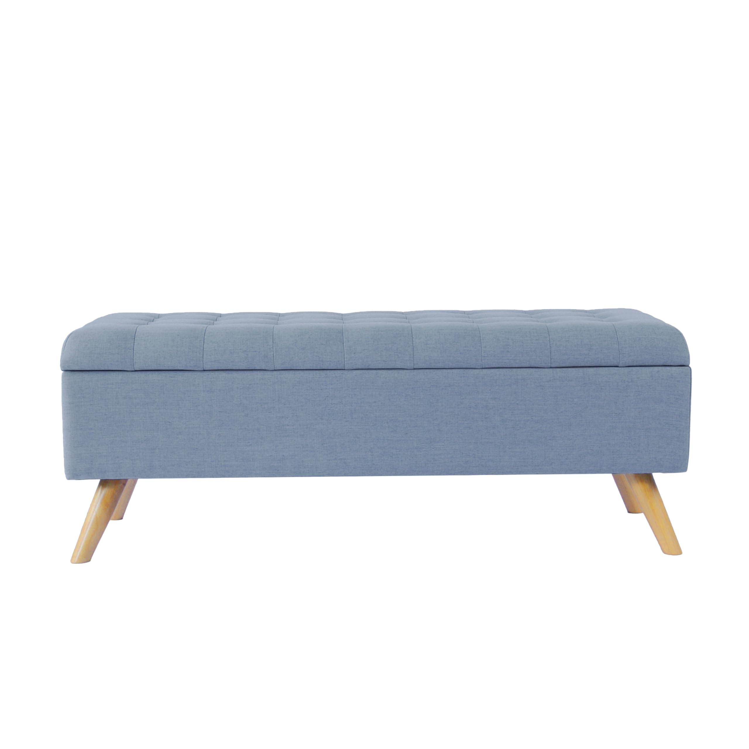 HomePop Modern Tufted Storage Bench|Homepop Home Décor|Bench with Storage for Living Room & Bedroom - French Blue Woven