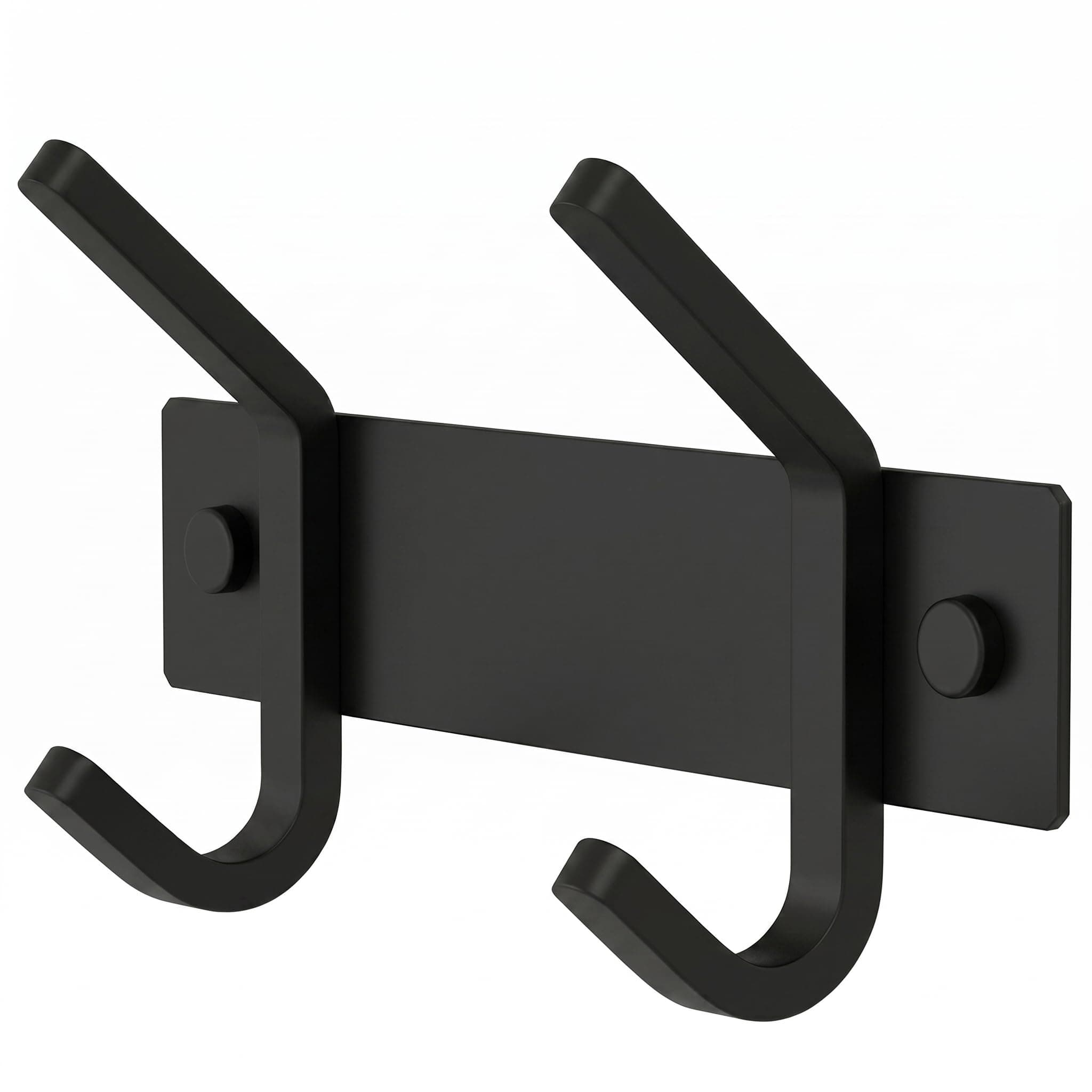 SAYONEYES Matte Black Small Coat Rack Wall Mount – 6 Inch Stainless Steel Hook Rail with 2 Double Coat Hooks – Wall Mounted Entryway Organizer for Coats, Hats, Bags, Towels, Robes, Closet or Bathroom