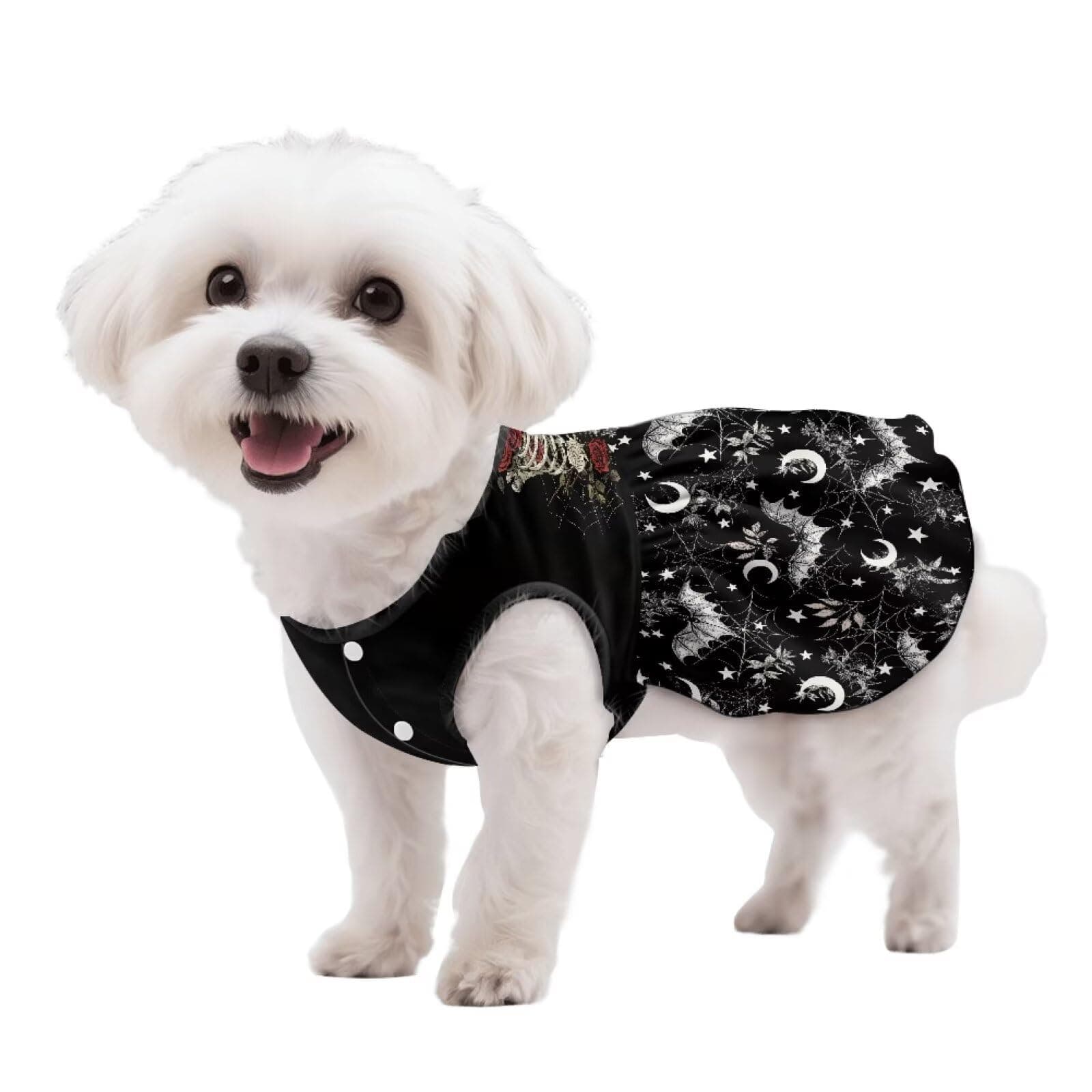 Bivxisrvo Skeleton Dog Halloween Dresses for Small Dogs Girl Breathable Shirt Skirt Pet Doggy Outfits Puppy Sleeveless Princess Skirt for Pet Cat Birthday Dress Female Doggie Summer Outfits Apparel