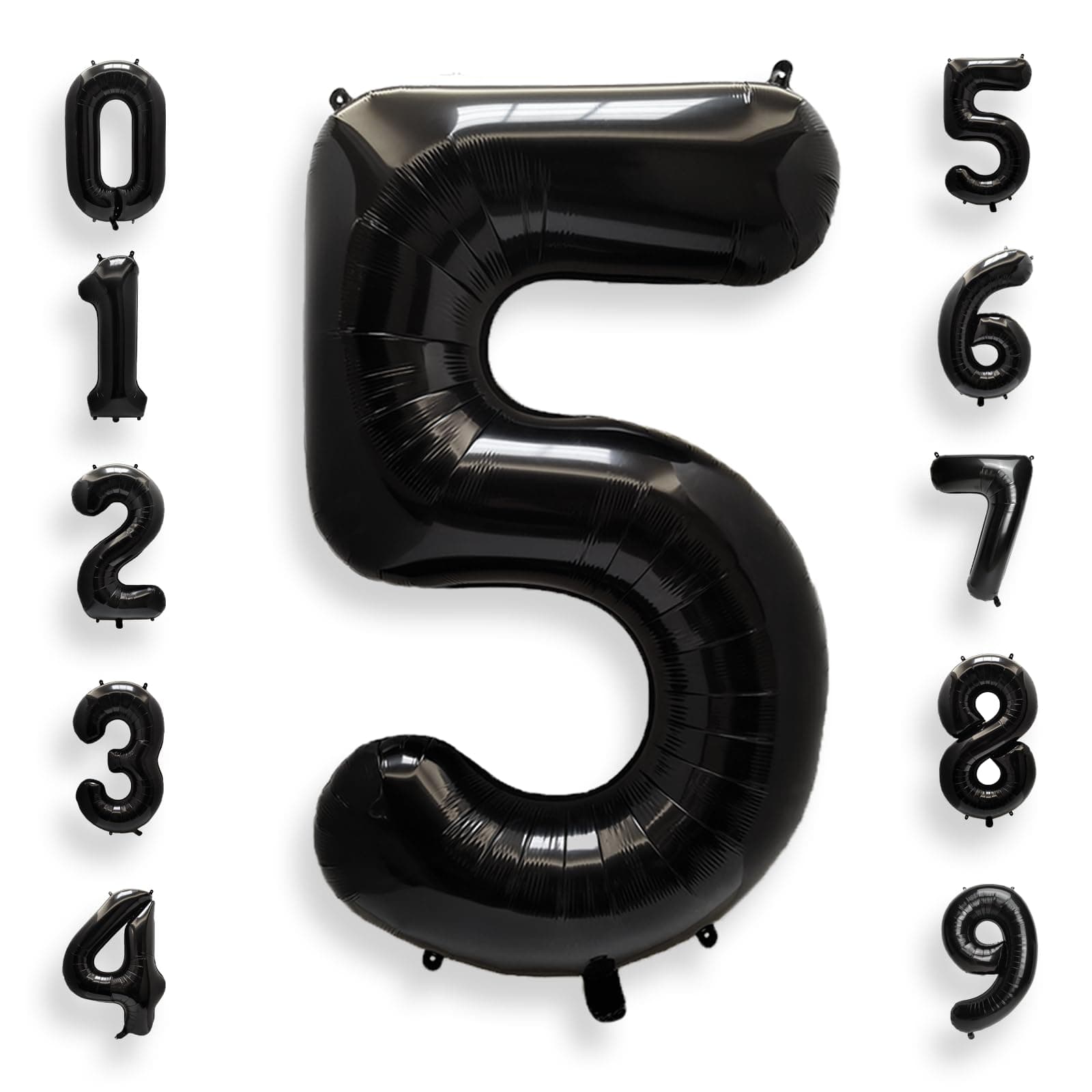 AULE 40 Inch Black Number Balloon 5 Foil 0-9 Birthday Big Numbers