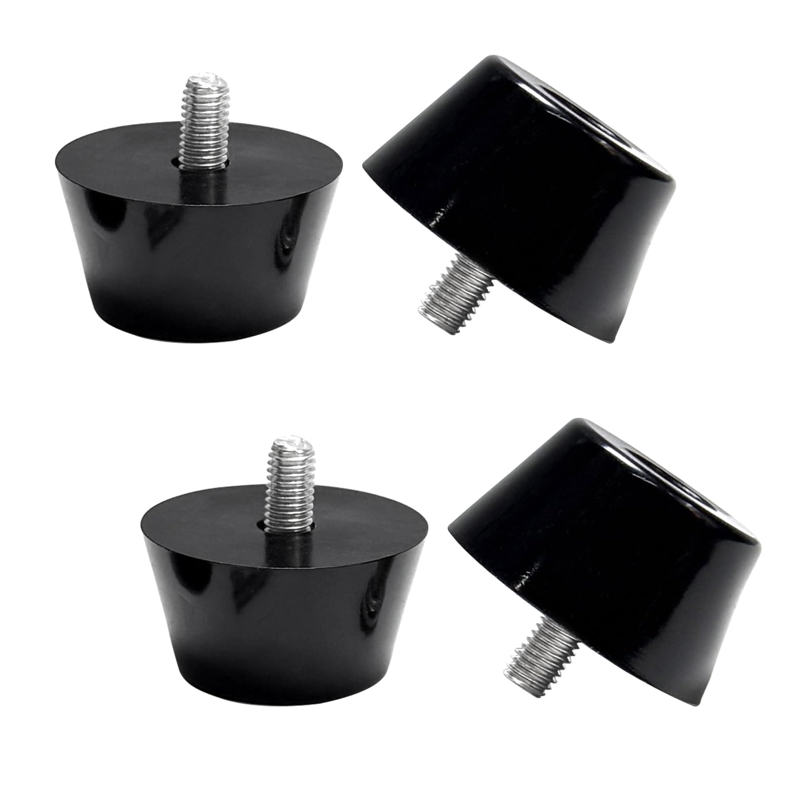 EASYEAH Cutting Board Feet, 2" W X 1" H Round Rubber Feet with Stainless Screws, Non Slip & Noise Reduction Rubber Bumpers Pad for Chairs Tables Furniture and Electronics, 4 Pcs, Black