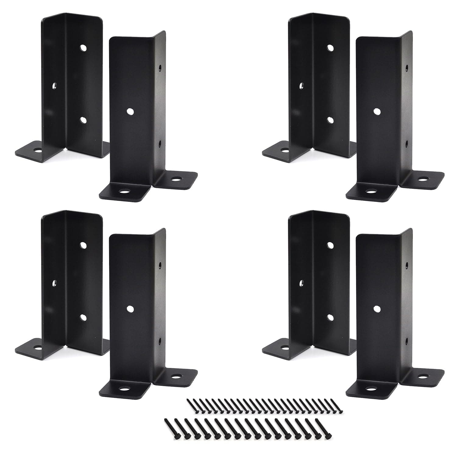 Heavy Duty Wood Fence Deck Post Anchor Base Brackets for Deck Supports, Porch Railing, Handrails and Post Holders, Deck Railing Mailbox, 8 Pack of Post Anchor Brackets Kit for 4x4 Post