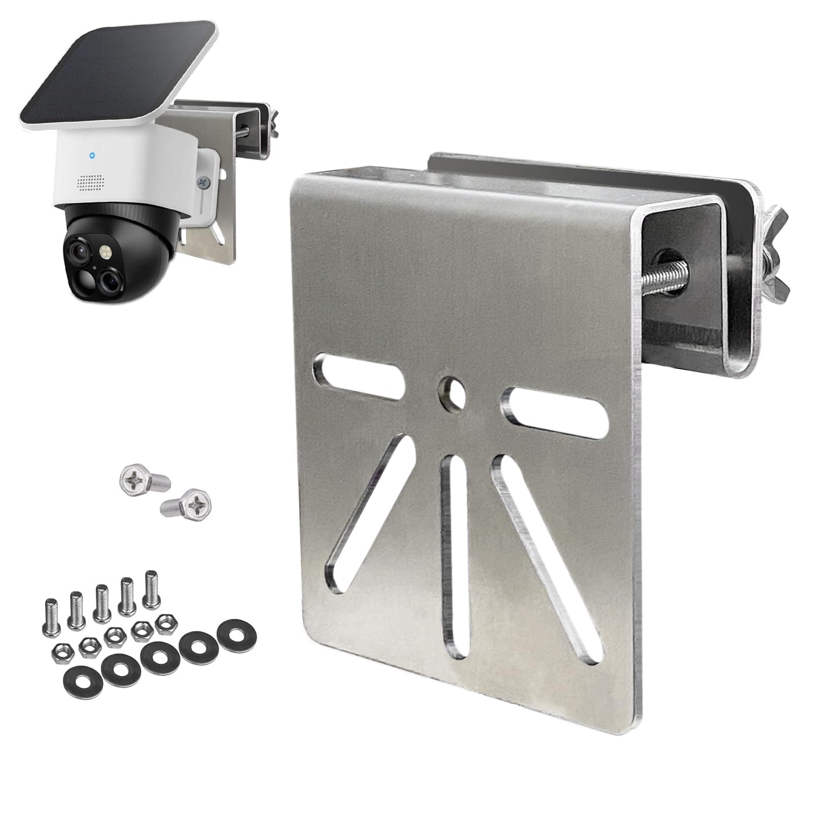 WiTi Gutter Mount Stainless Steel Bracket for Eufy Security SoloCam S340, Solar Security Camera Holder Anti-Rust Screws, No Drill Installation Compatible with IP PTZ DomeCameras Outdoor
