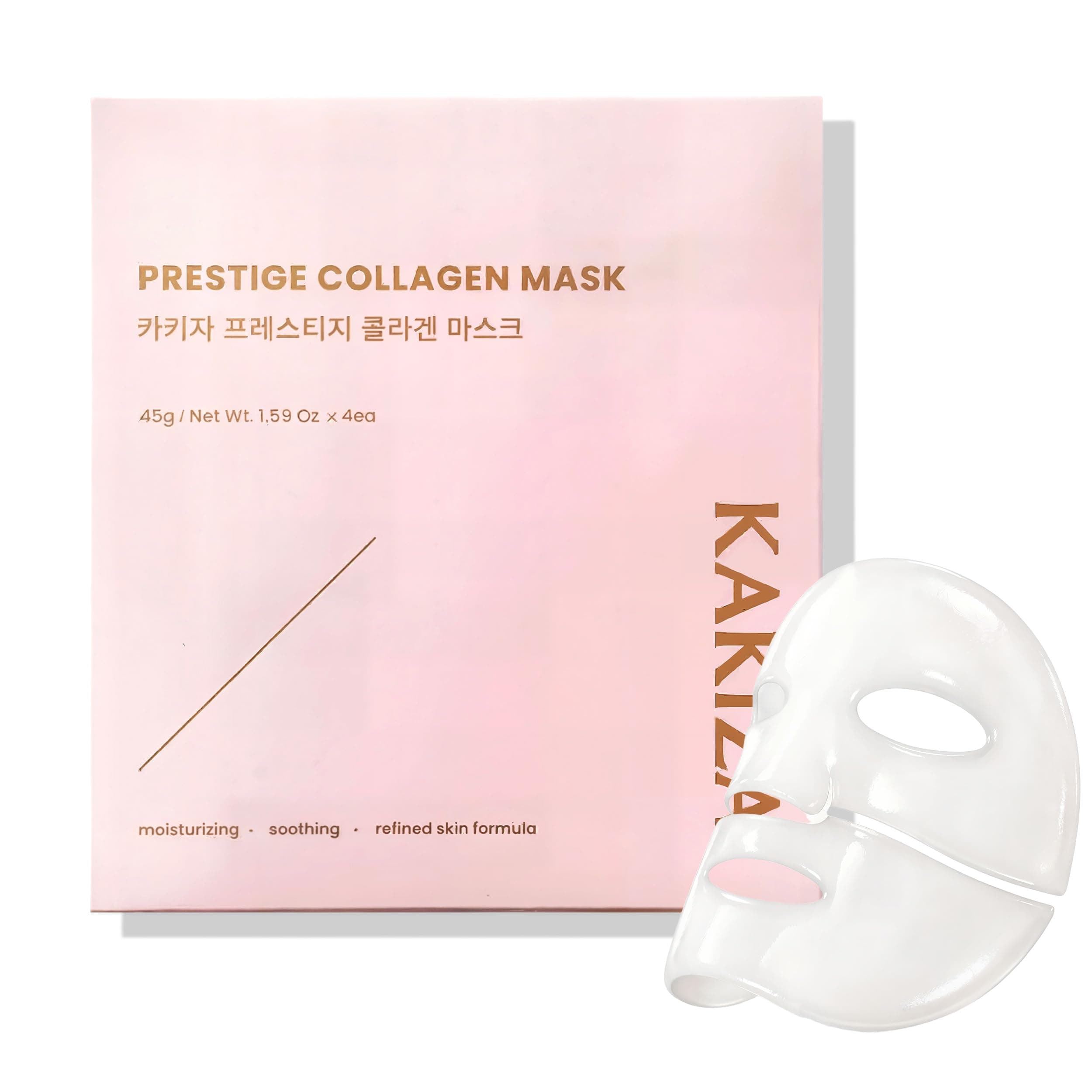 KAKIZA® Collagen Face Mask, 4 Masks, Korean Overnight Face Mask with 45g Essence per Mask, Collagen + Peptide + Bakuchiol, CICA Soothing & Hydrating, Dermatologically Tested, K-Beauty Skincare (4 ea)