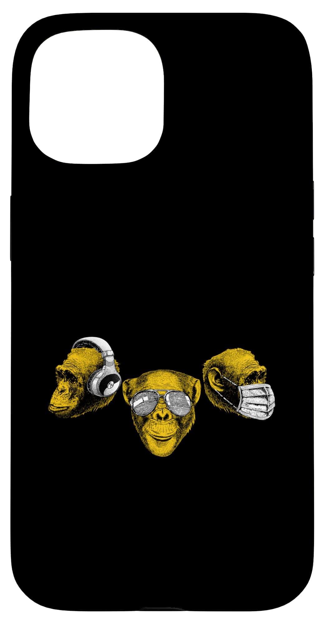 Three Chimpanzee Heads Wise Monkeys Speak Hear & See Kei Case for iPhone 15