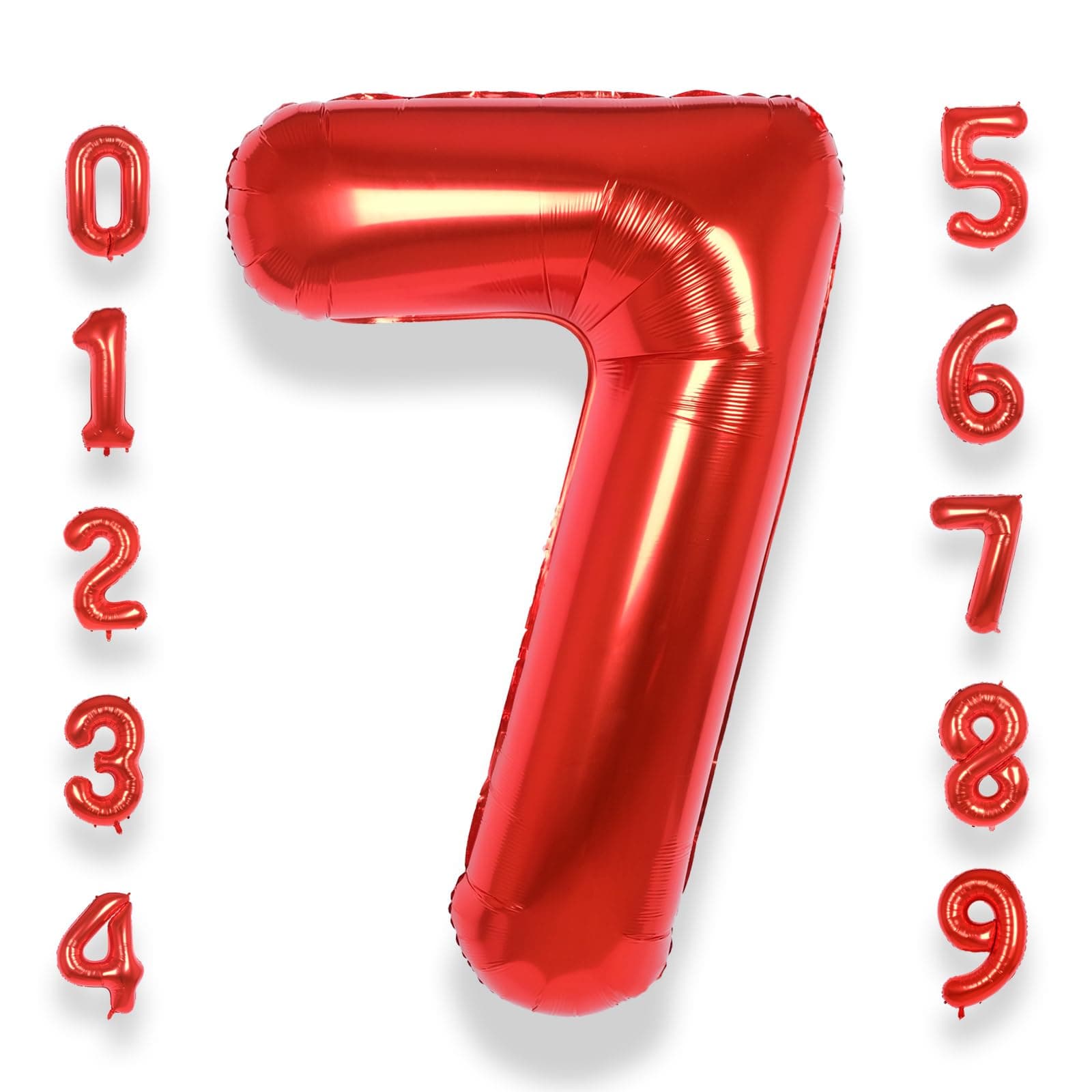 AULE 40 Inch Red 7 Balloon Number Foil 0-9 Birthday Big Numbers