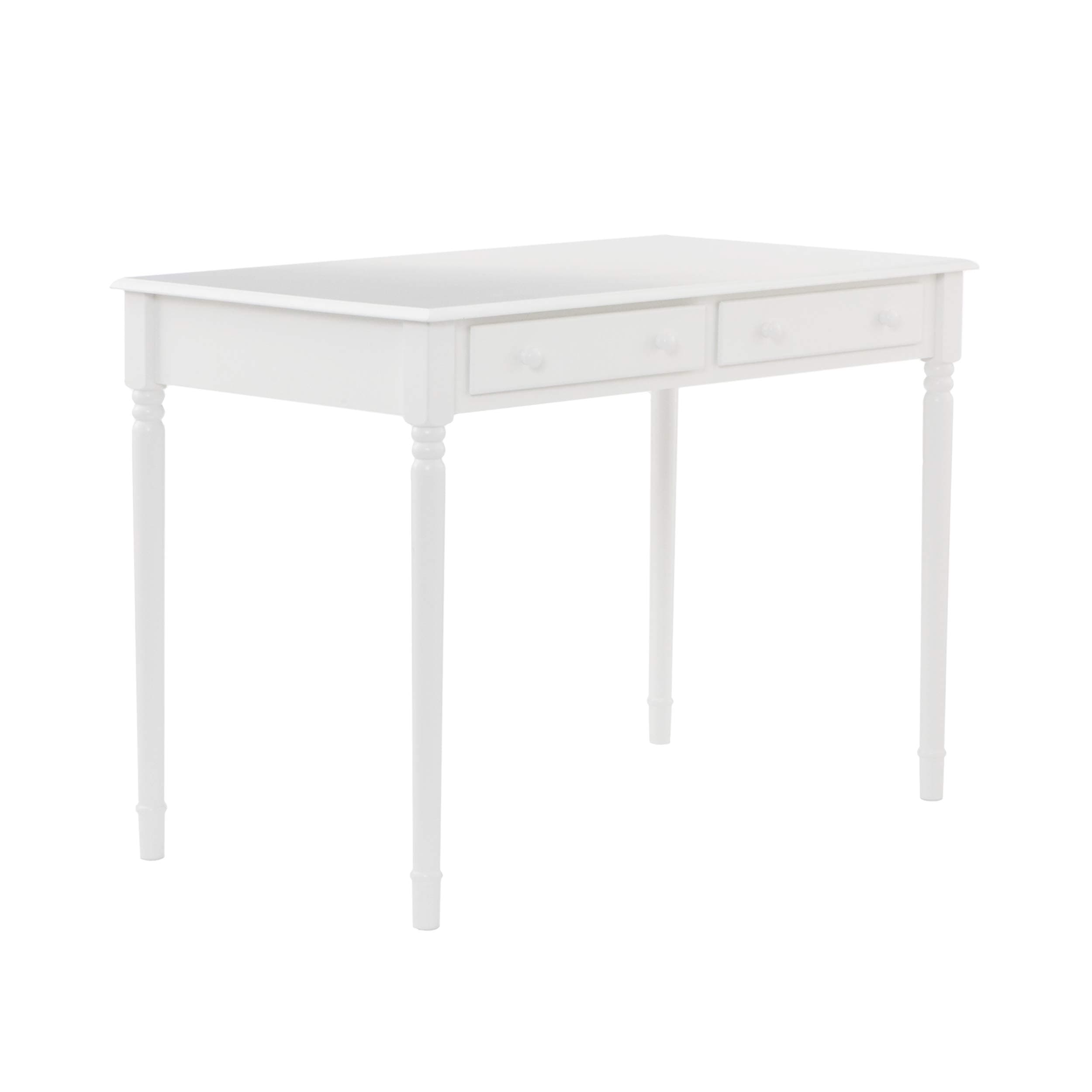 Southern Enterprises 2-Drawer Wood Writing Desk, Crisp White