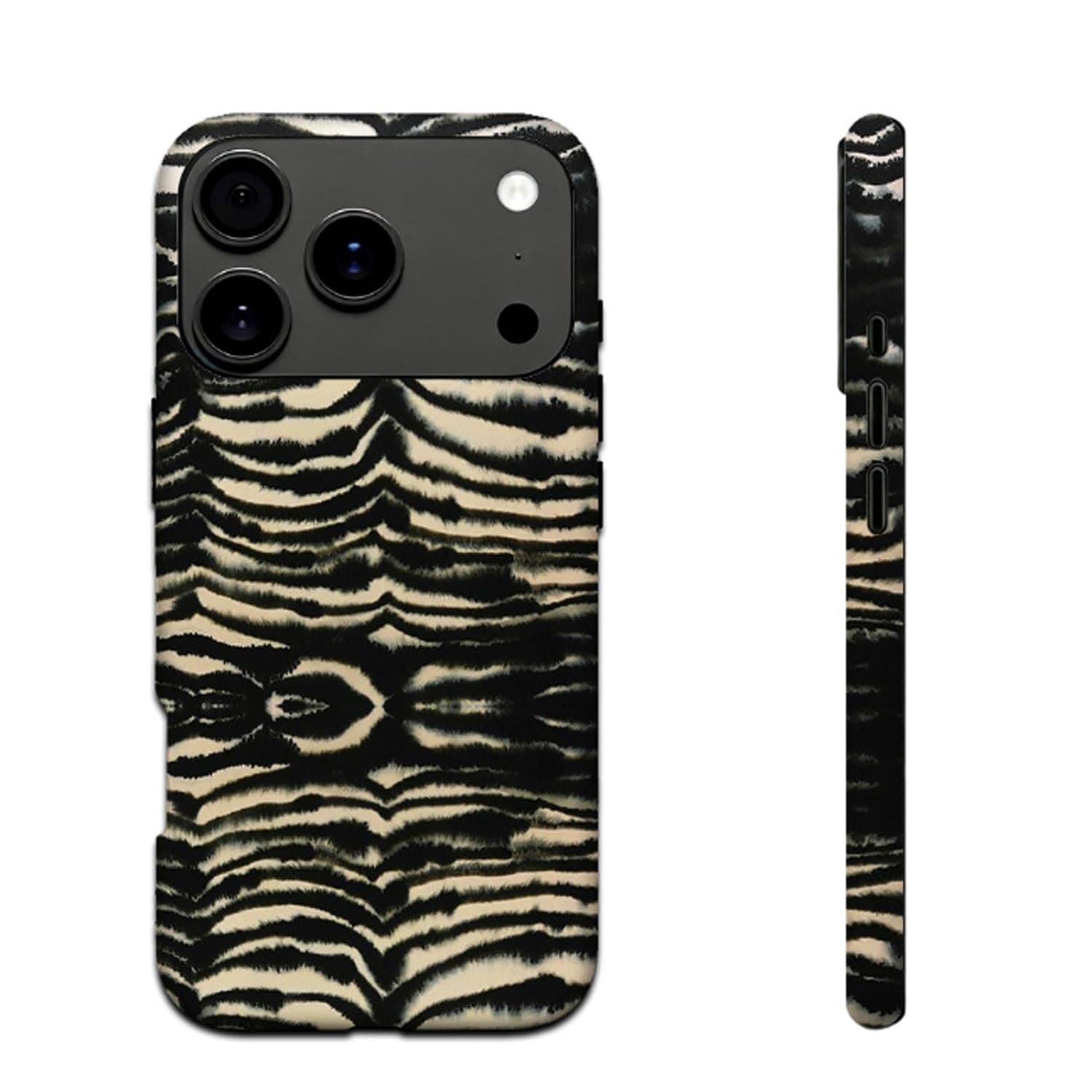 XLATD Zebra Print Dual Layer Shockproof Case, Polycarbonate Shell & TPU Lining, Zebra Phone Case for iPhone 12/13/14/15/16/17 Pro Max, Heavy Duty Protection (Black,for 15)