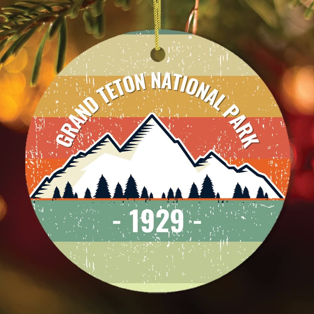 Vintage Grand Teton National Park Ornament (Circle - Version 2)