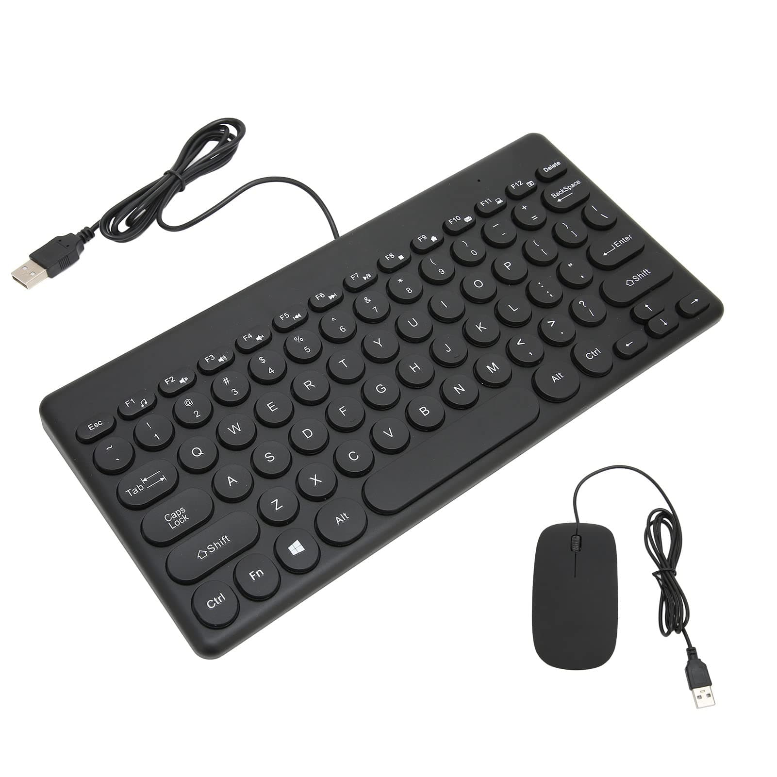 Pongnas Ergonomic Wired Keyboard Combo with Round Keycap Design for Comfortable Use and (Black)