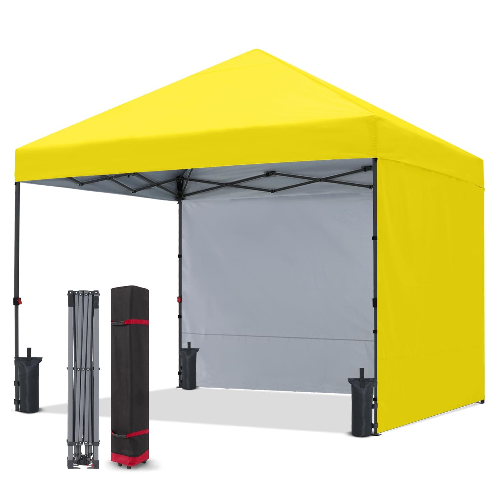 COOSHADE Pop Up Canopy Tent with 2 Sidewalls, 10x10, Light Yellow
