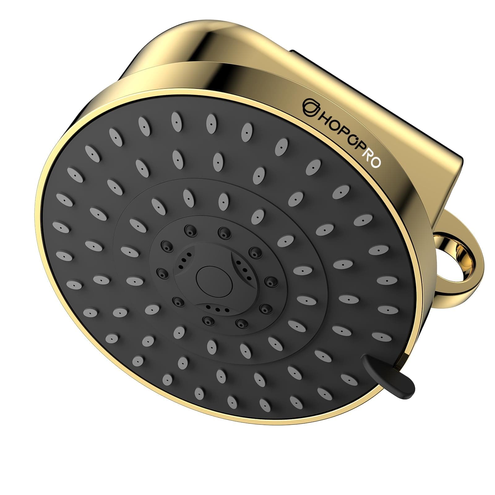 High Flow Filtered Shower Head, HOPOPRO 5 Modes High Pressure Fixed Showerhead with Filter, 2-in-1 Shower Head Filter for Hard Water, Remove 99% Chlorine, Improves Skin Hair Condition (6 Inch Gold)