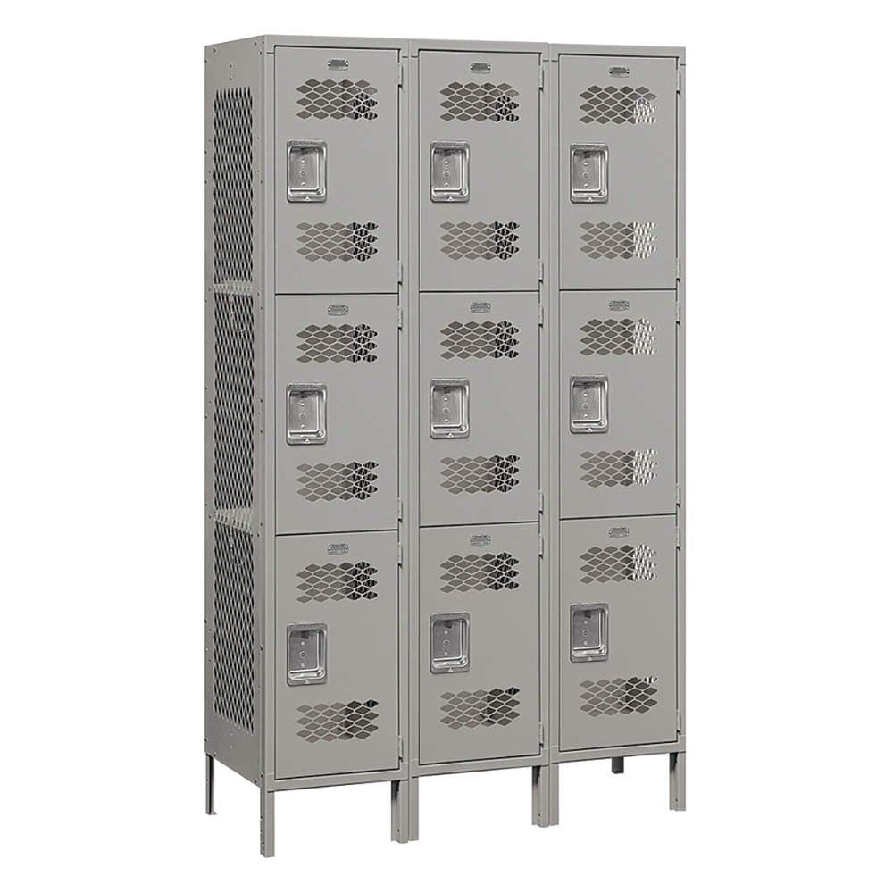 Salsbury Industries 83368GY-U Triple Tier 45-Inch Wide 6-Feet High 18-Inch Deep Unassembled Extra Wide Vented Metal Locker, Gray