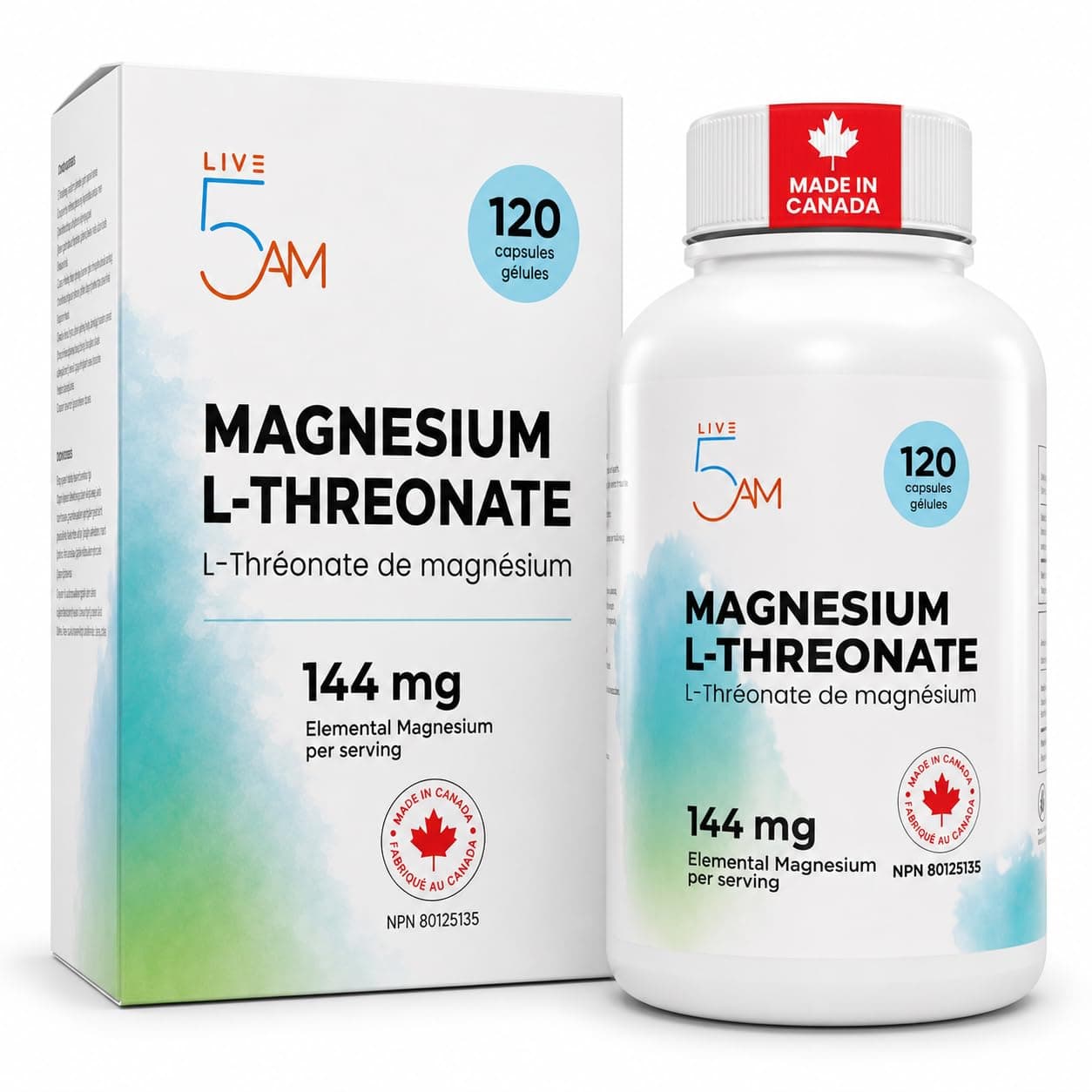 Live 5AM Magnesium L-Threonate 144mg Elemental per Serving, 120 Capsules