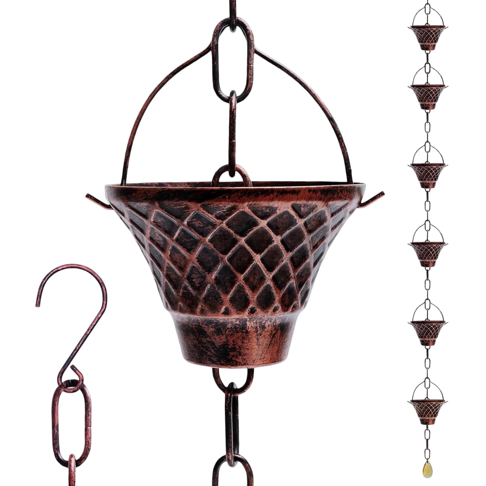 Stainless Steel Rain Chain Antique Bronze Decorative Hanging Gutter Chain for Home Commercial and Garden Drainage Elegant Antique Bronze Rain Decorative Hanging Gutter