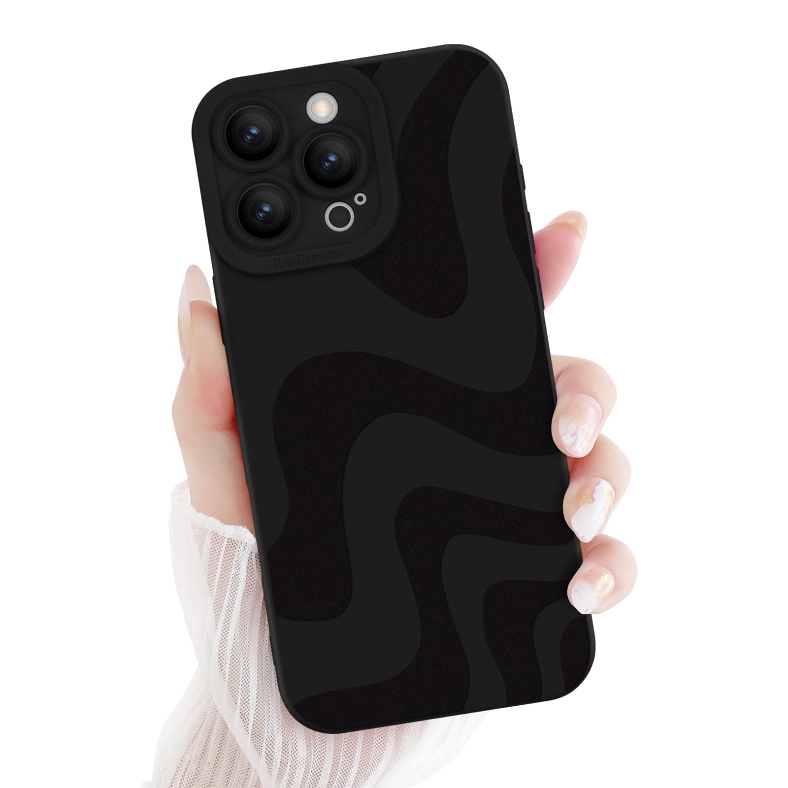 Newseego for iPhone 16 Pro Max Case, Cute Zebra Wave Pattern Design Case for Women Girls Men Soft TPU Bumper Anti-Scratch Shockproof Full Camera Protective Case Cover for iPhone 16 Pro Max-Black