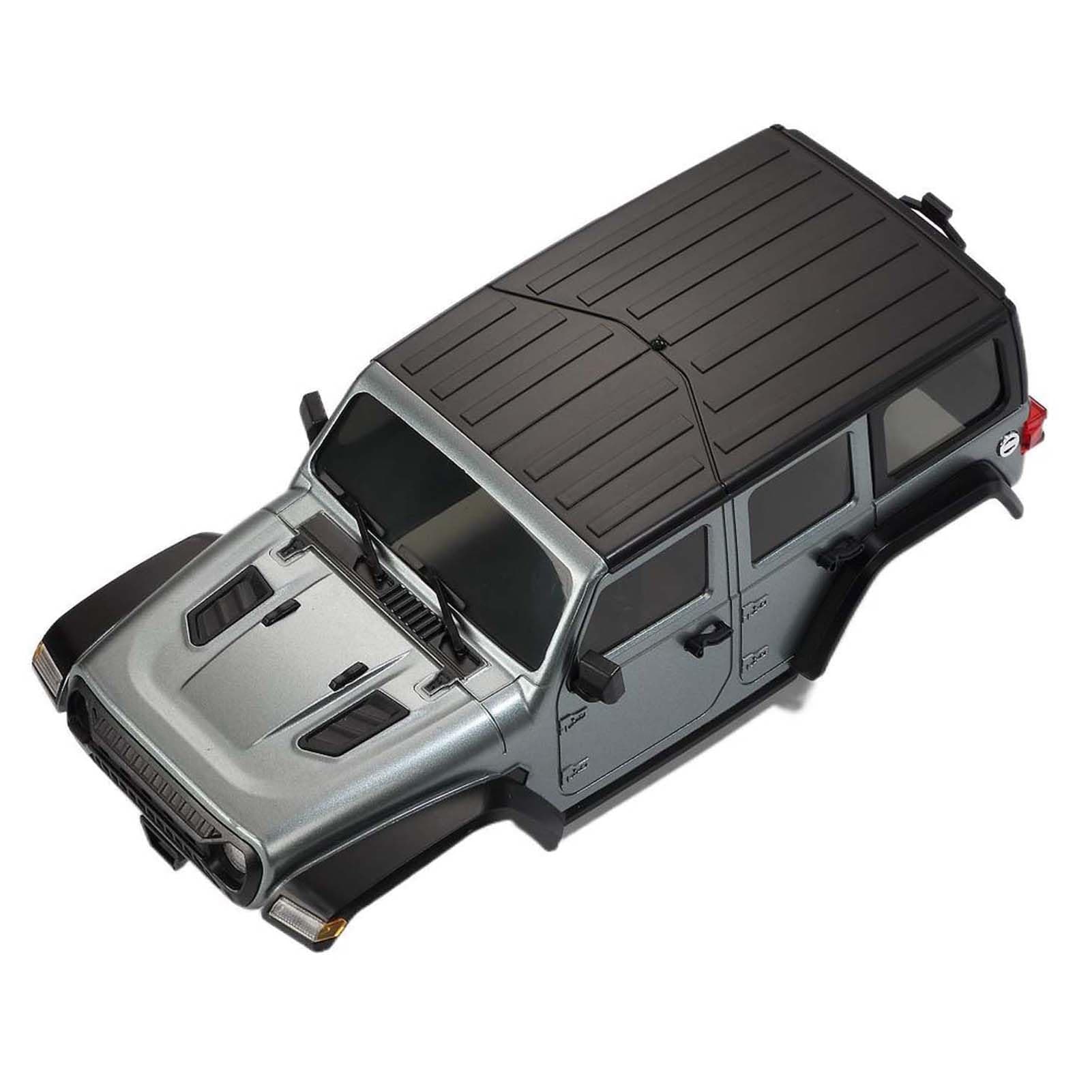 LAFEINA 6.10 inches (155mm) Wheelbase Shell Hardtop Body Replacement Part for TRX4M Bronco Defender AX8560 1/18 RC Crawler Chassis (Silver Gray)