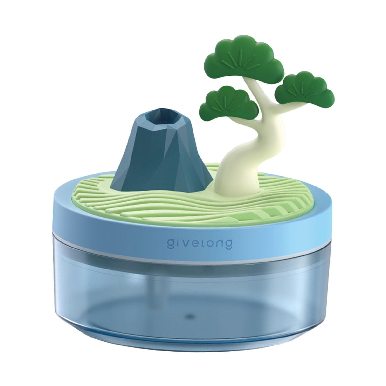 Fenteer Cute Plant Mini Humidifier Rechargeable Auto Off Night Light Top Filling Air Humidifier for NightStand Kids Room Office Bedroom, Blue