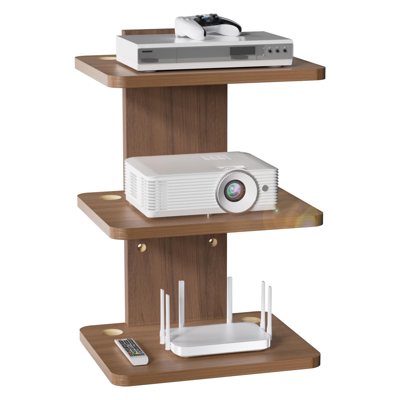 WALI Floating TV Shelf, Wooden Wall Mounted Shelves (CS303N), 3 Shelves
