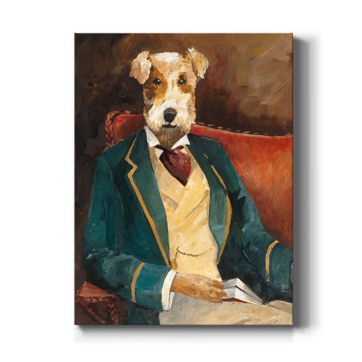Renditions Gallery Canvas Animal Wall Art Home Paintings & Prints Edgar Allan Paw Dog Portrait Modern Wall Hanging Decorations for Bedroom Office Kitchen - 36"X48" - LT42