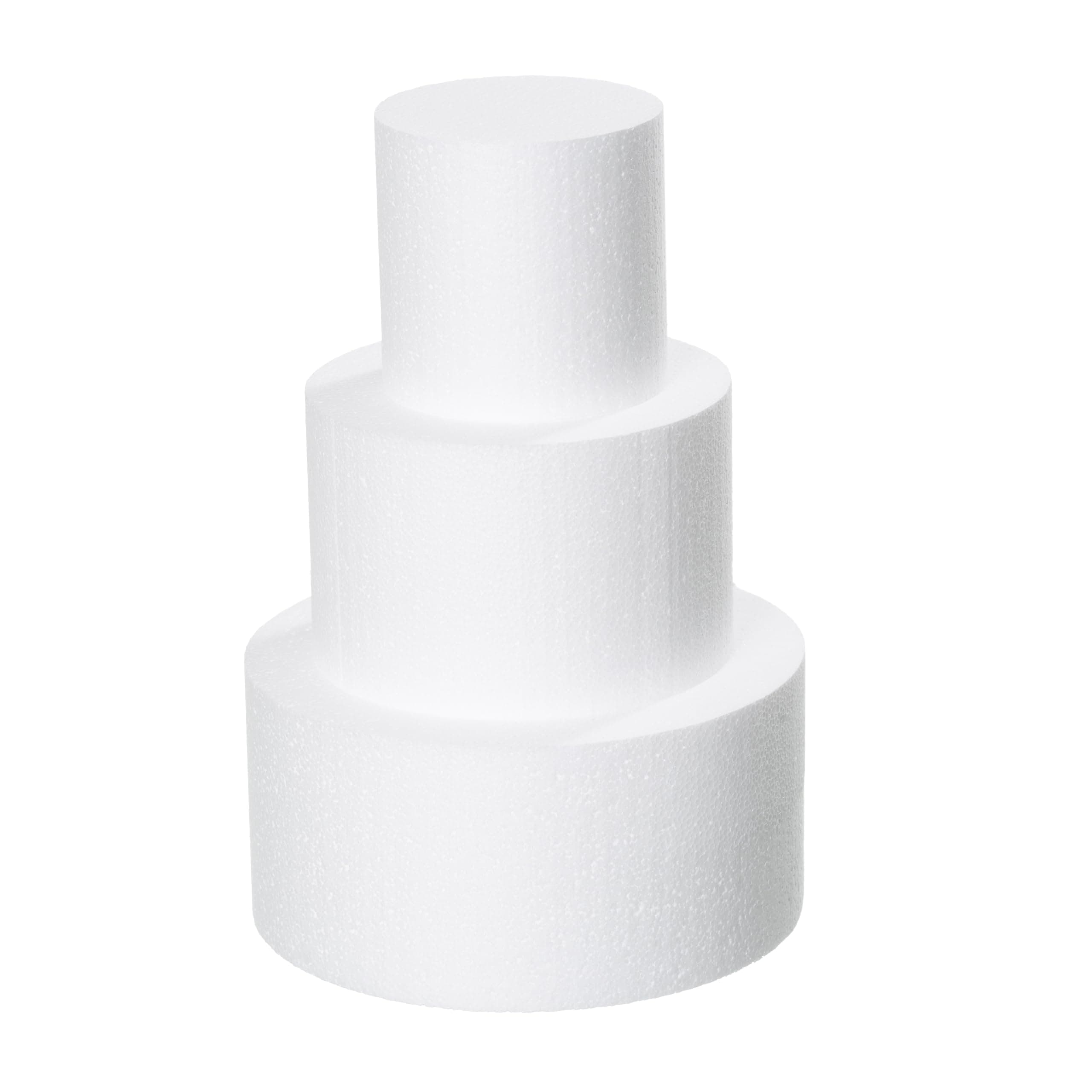 Fessary 3 Tiers 4" 6" 8" Round Styrofoam Cake Dummies Set 12 Inch Tall White Fake Cake, Dummy Cake for Wedding Cake Supplies Decorating Birthday, Baby Shower Display