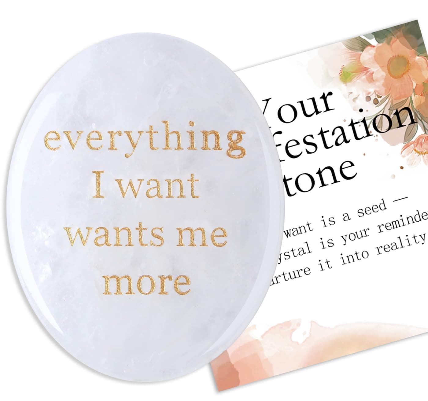 AWARDSEN Clear Quartz Crystals Good Luck Gifts Emotional Support Crystals Gifts Anxiety Relief for Adults Worry Stone Stress Relief Crystals Inspirational Gifts for Women Men