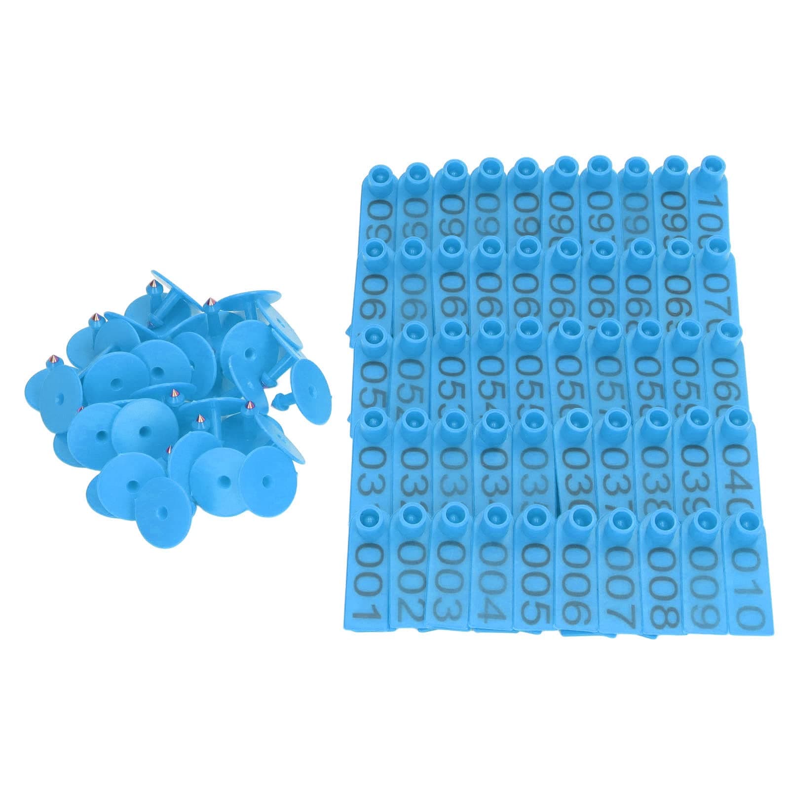 100 Sets Numbered Livestock Ear Tags, Plastic Livestock Ear Tags, Accurate Livestock Identification Card for Farm Cow Sheep (Blue)
