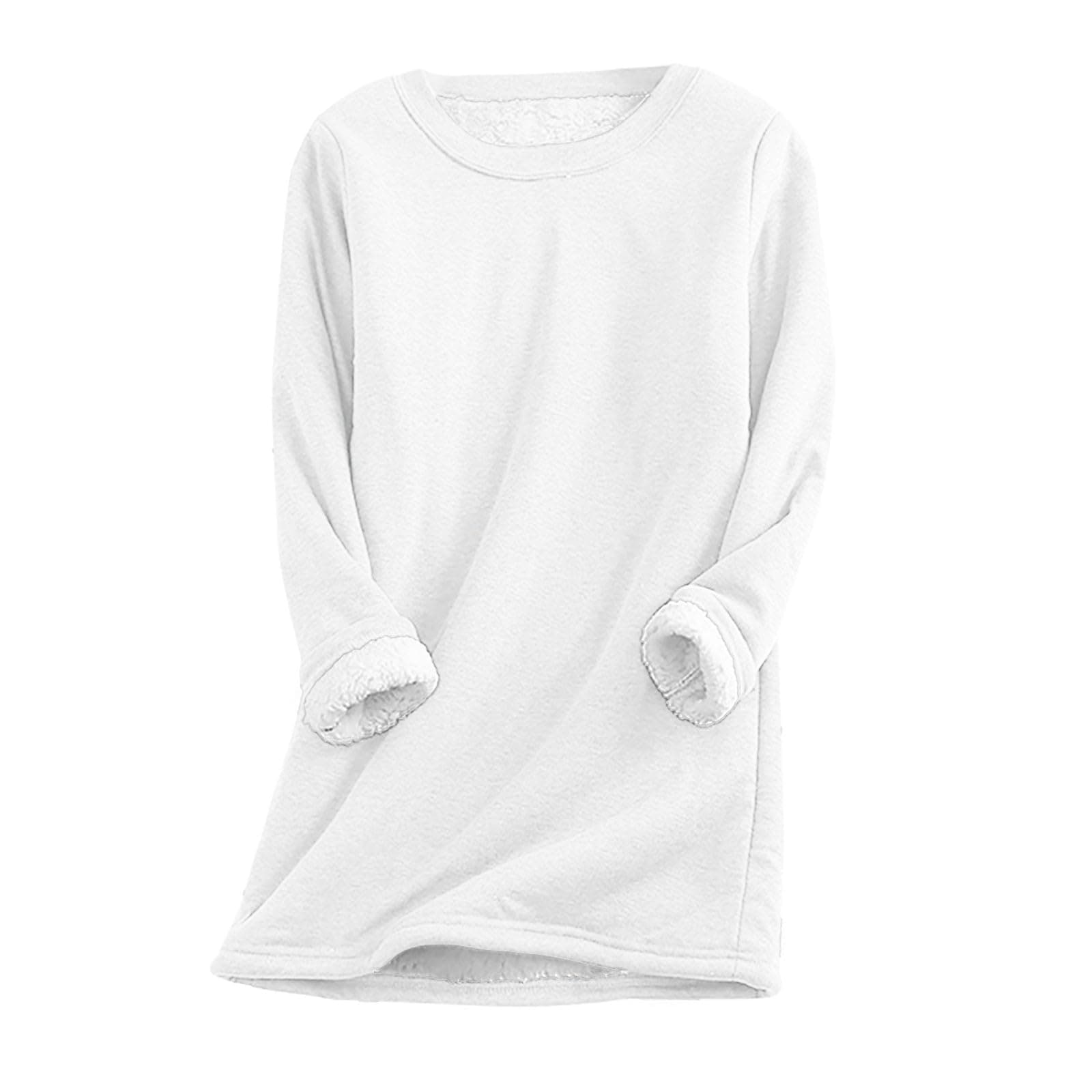 SEAOPEN Fleece Sweatshirts for Women Winter Warm Sherpa Lined Shirts Fuzzy Pullover Top Soft Crewneck Thermal Underwear