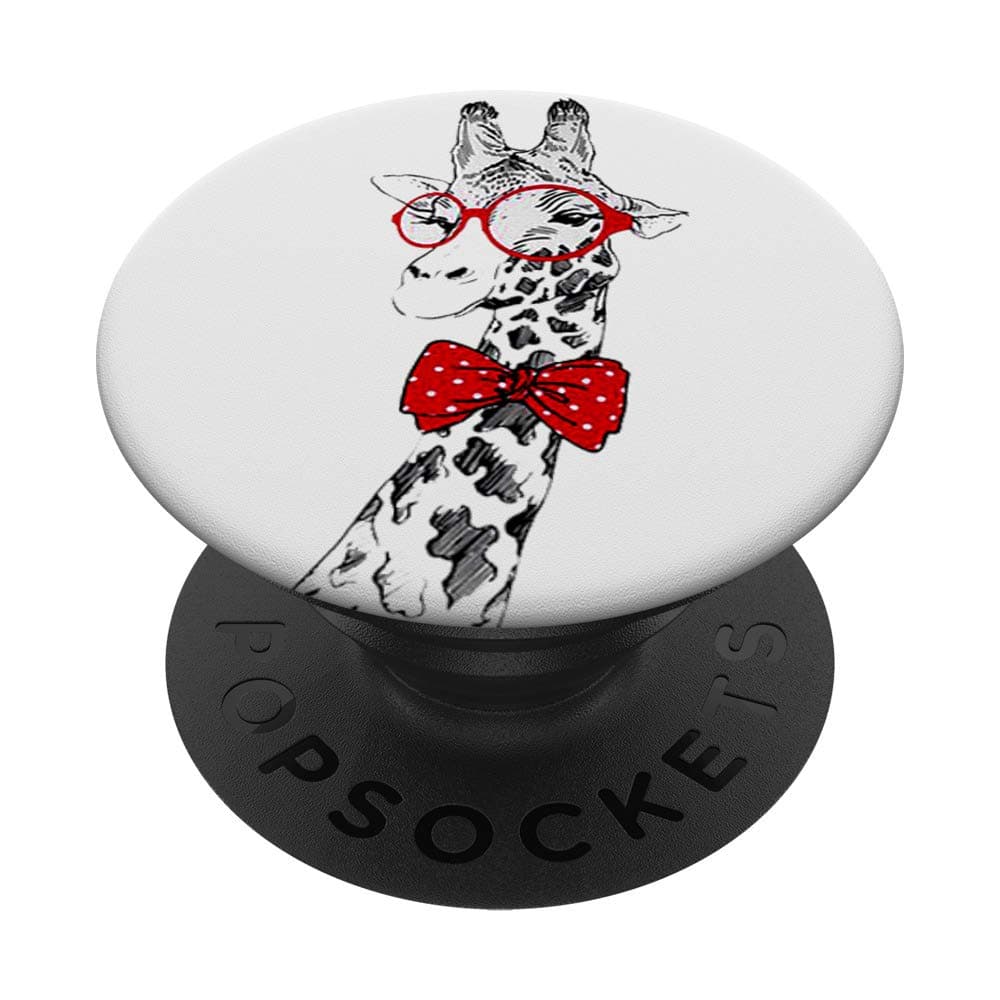 Funny Giraffe Glasses Pop Socket Painting Art Red PopSockets PopGrip: Swappable Grip for Phones & Tablets