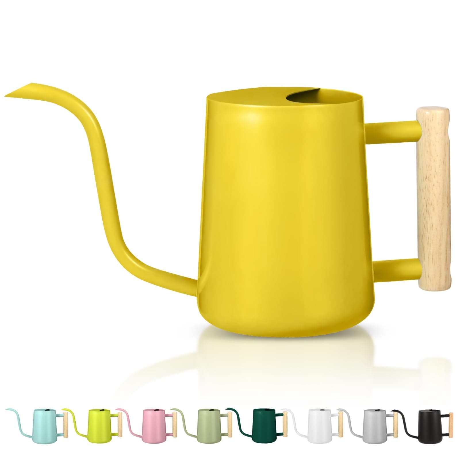 Watering Can Indoor Plants, 35oz Small Stainless Steel Metal Watering Can Modern Decorative Watering Pot with Long Spout for Indoor House Plant Bonsai Garden Flowers (Yellow)