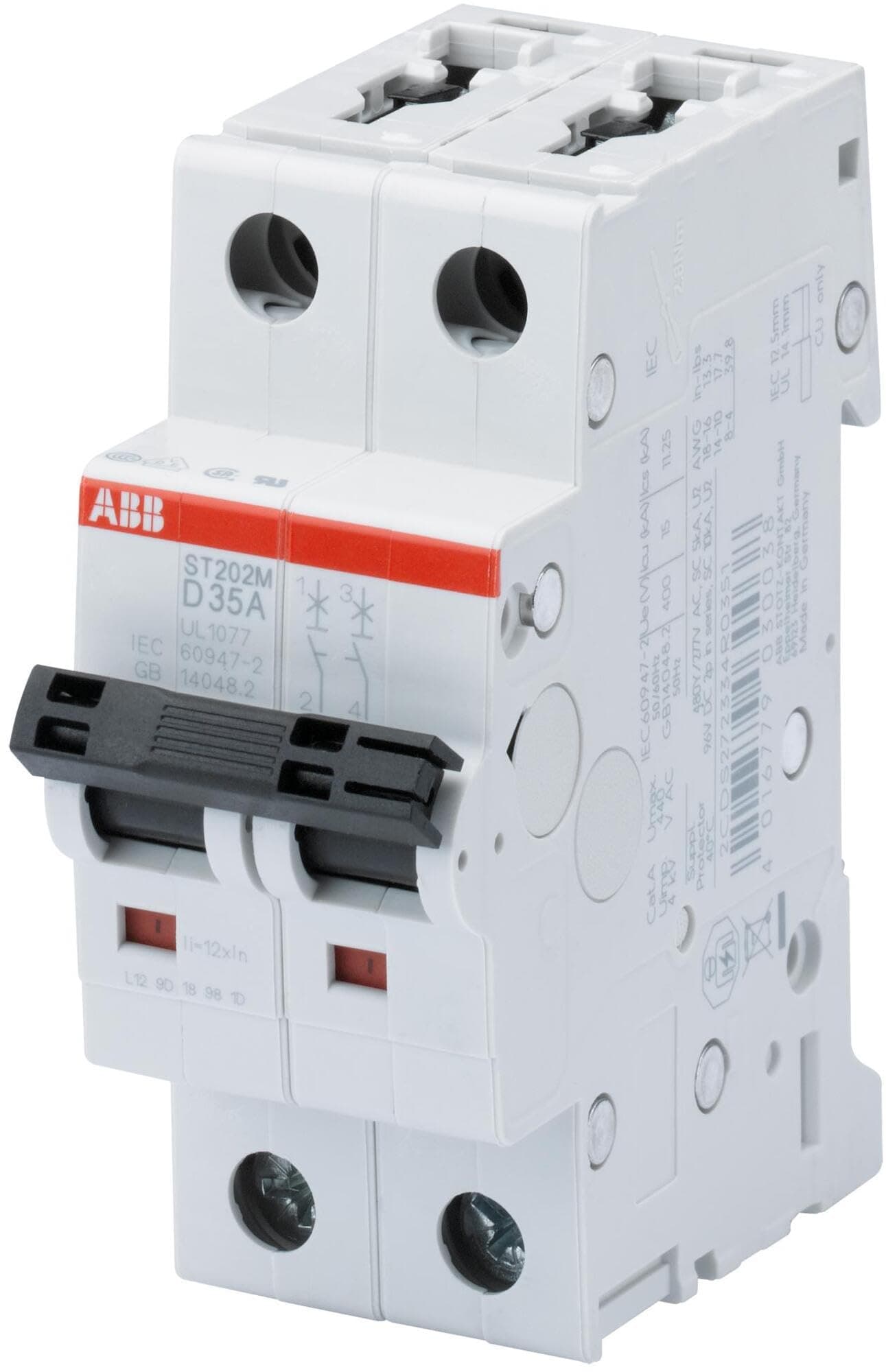 Circuit Breaker,Miniature,DIN Rail Mount,D Curve,2 Pole,30A