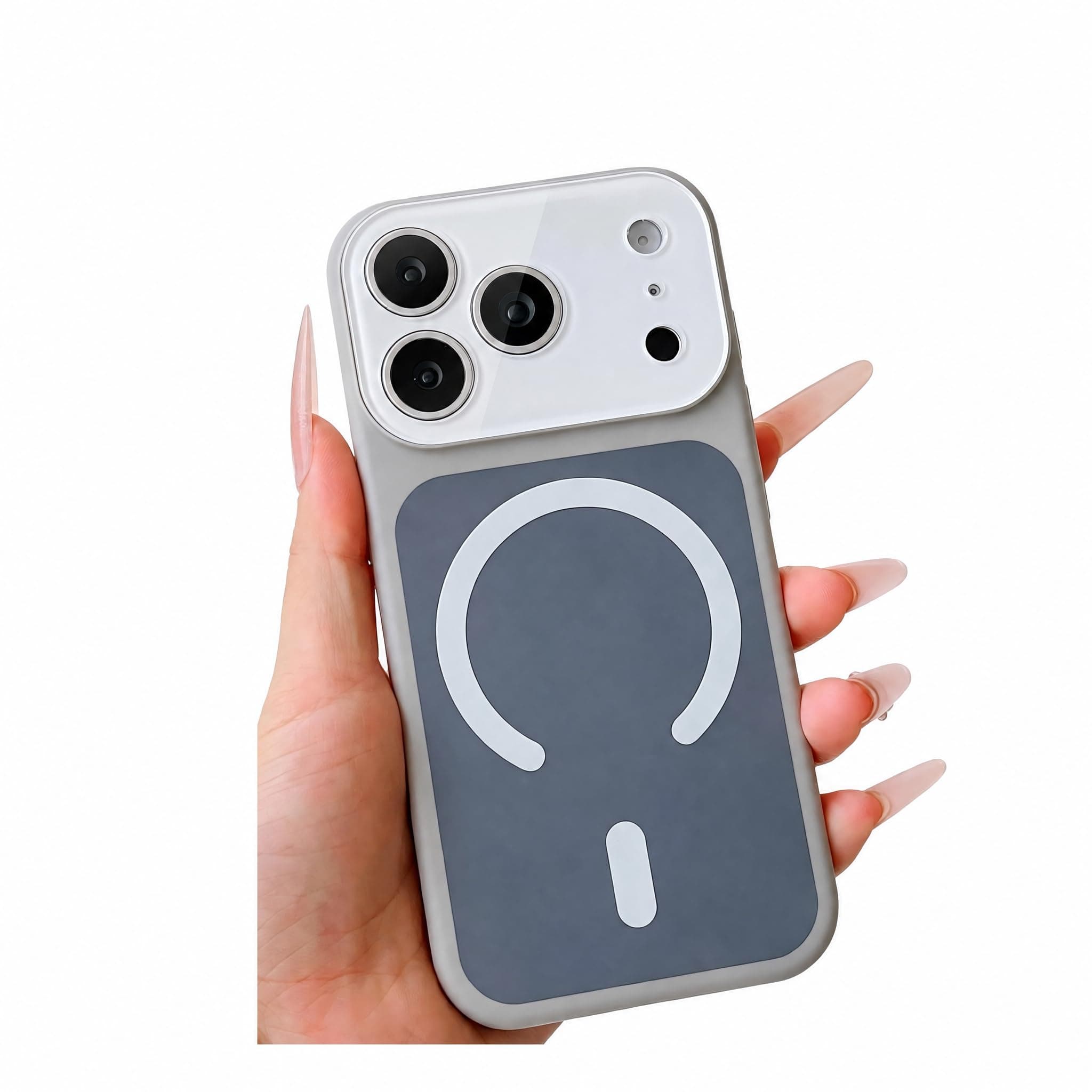 DearOff Handmade Macaron Magnetic Series Case for iPhone 14 Pro Max,Compatible with Magsafe,Cute Contrast Candy Color,Full Camera Protection,Matte Military Grade Drop Shockproof Cover,Gray