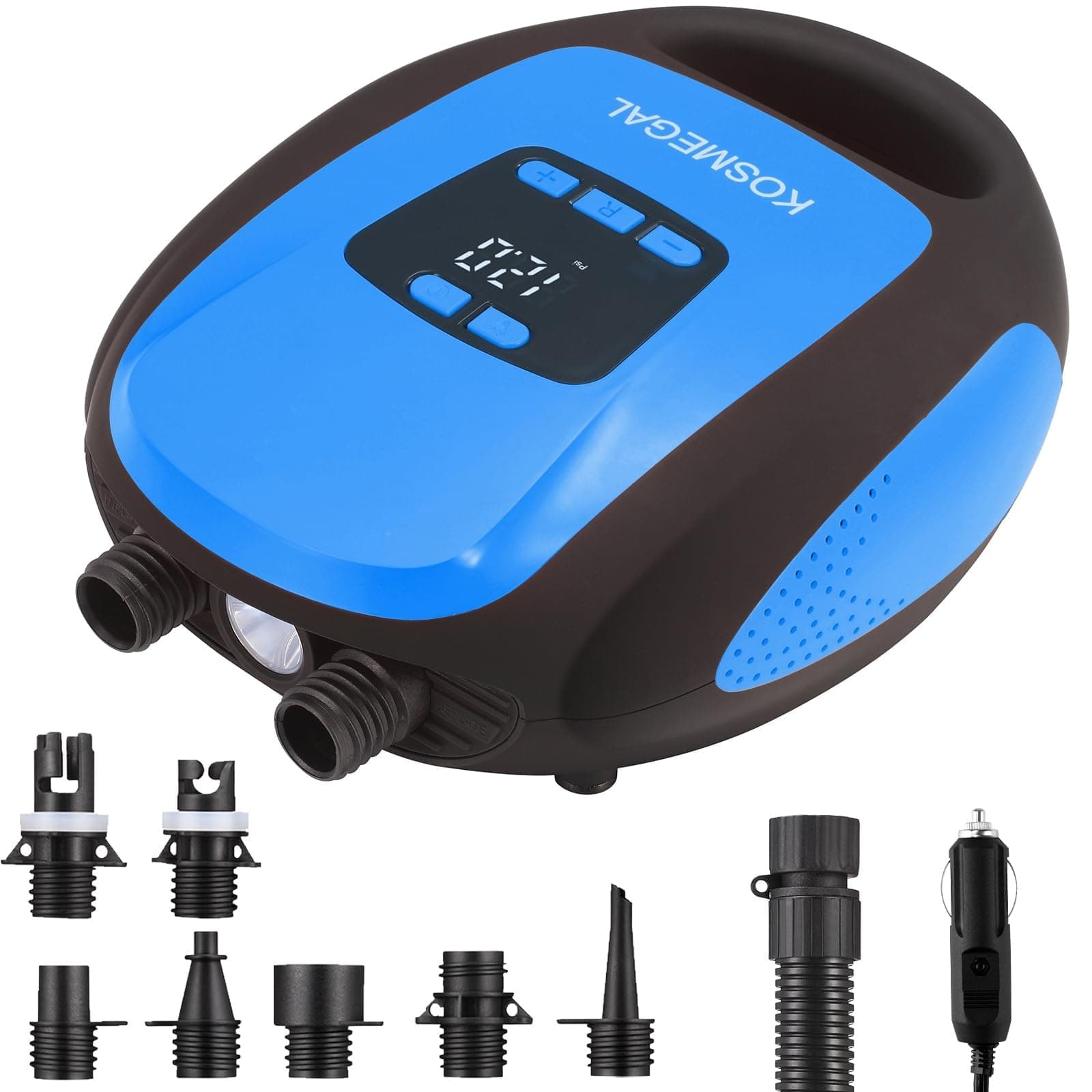 Paddle Board Pump Electric Portable, Professional SUP Pump for Paddleboard, 20PSI Air Compressor with Auto-Off, Deflation Function and 12V DC Car Connector for Inflatables, Kayaks and Boats(Lake Blue)