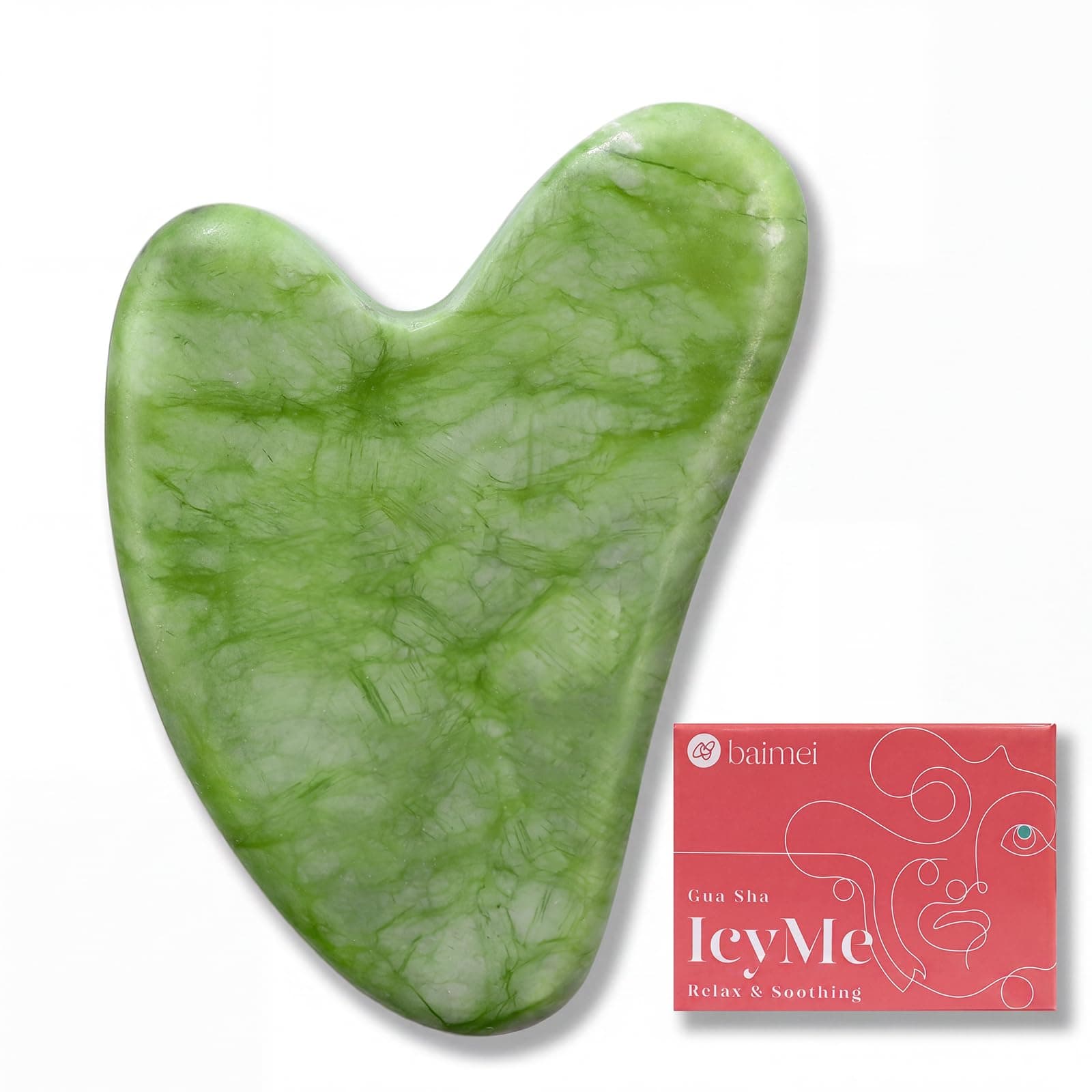 BAIMEI IcyMe Natural Jade Gua Sha Facial Tool-Green