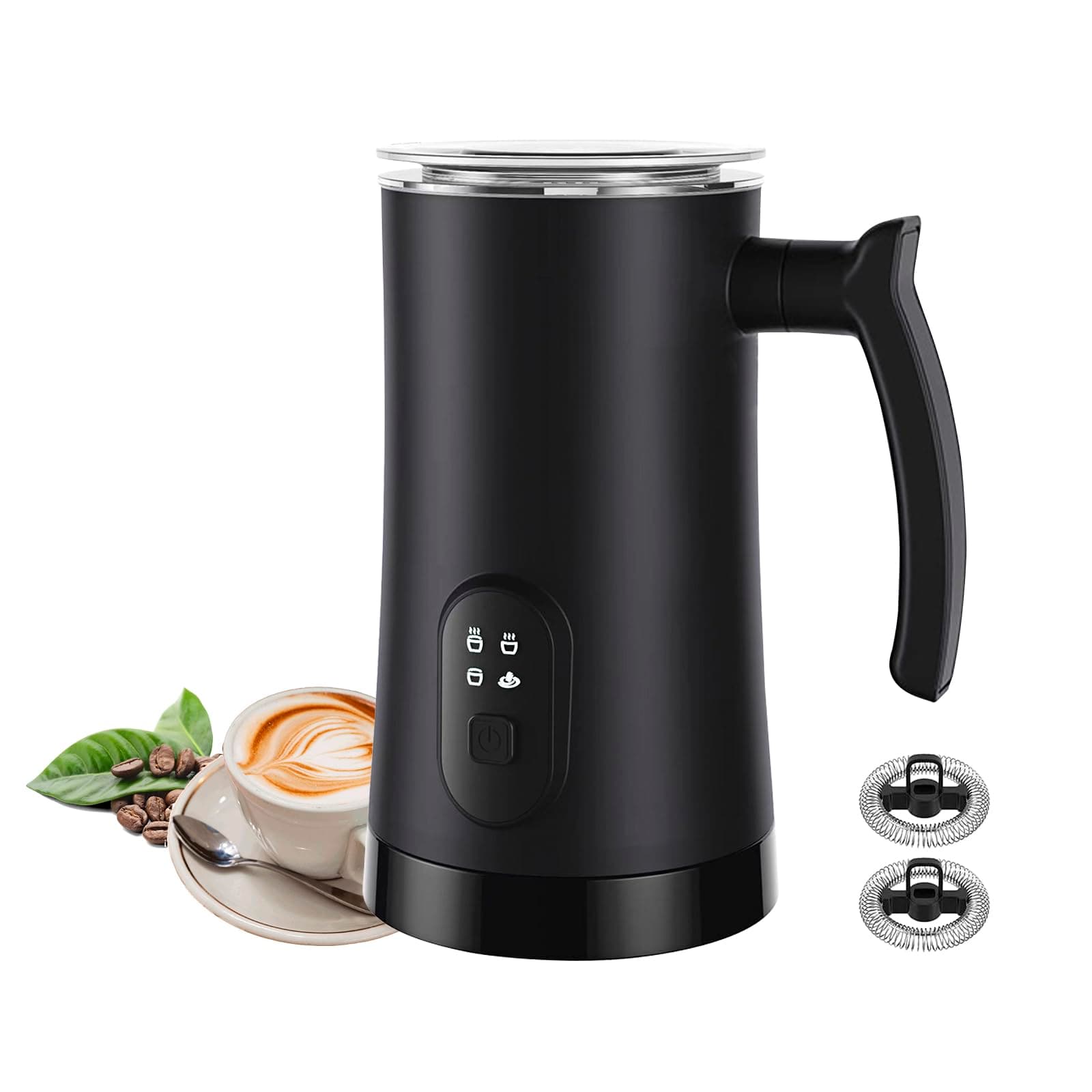 Liksiy Milk Frother, 4-in-1 Milk Frother and Steamer, Auto Shut-Off Coffee Frother with Hot & Cold Foam, Quiet Design Frother Machine for Latte, Cappuccino and Macchiato(Black)