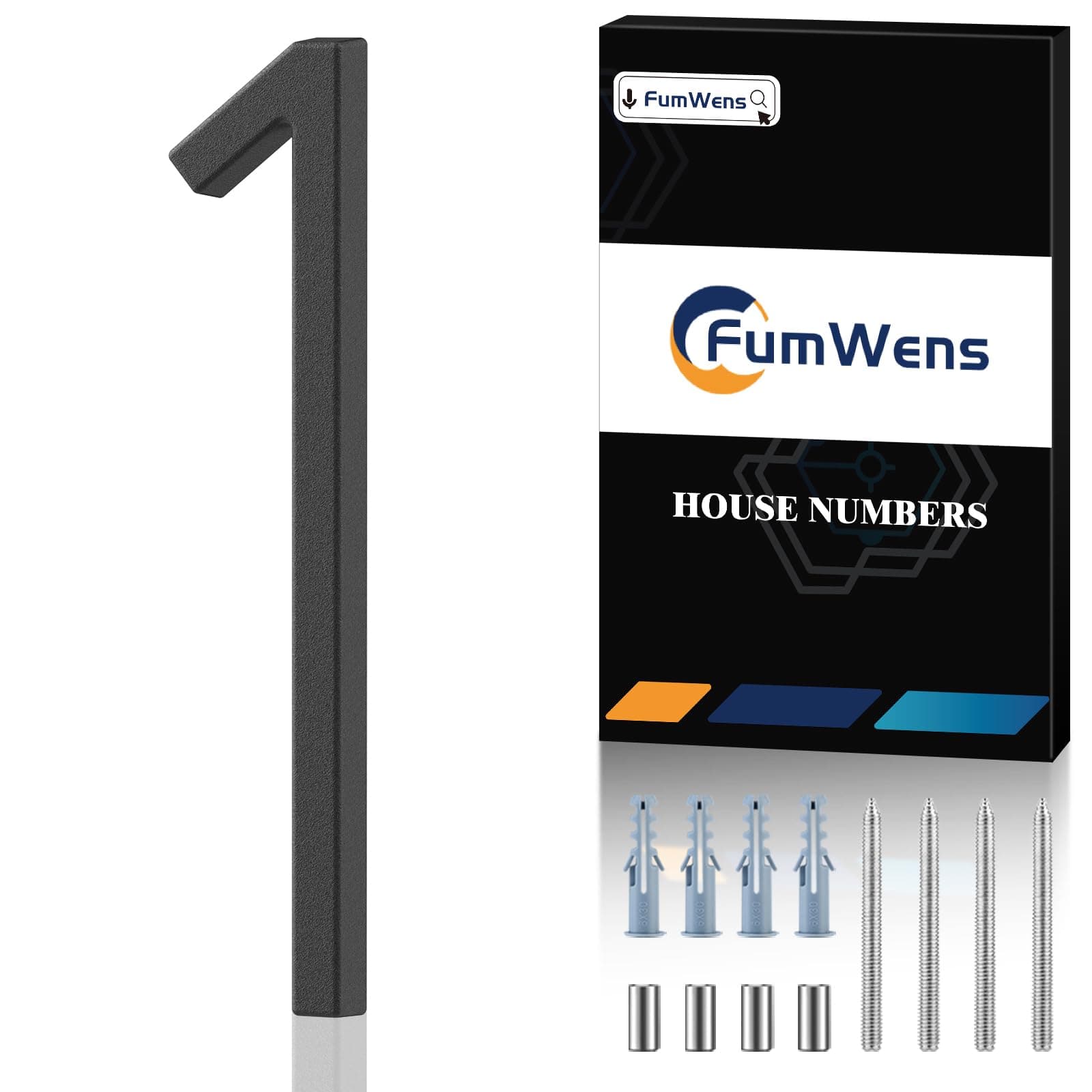FumWens 8 Inch Floating House Number For Outside, Modern Black Numbers