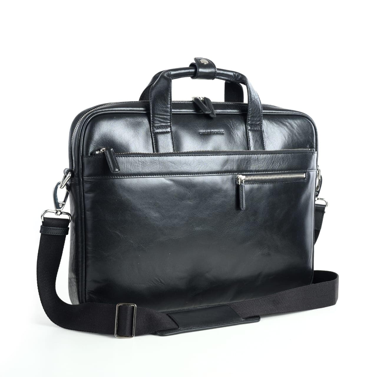 GREAT DONAK Genuine Leather 15.6" Laptop Bags | Office School College Business Travel For Men and Women | Adjustable Crossbody Shoulder Straps Water Resistant YKK Zipper - Black