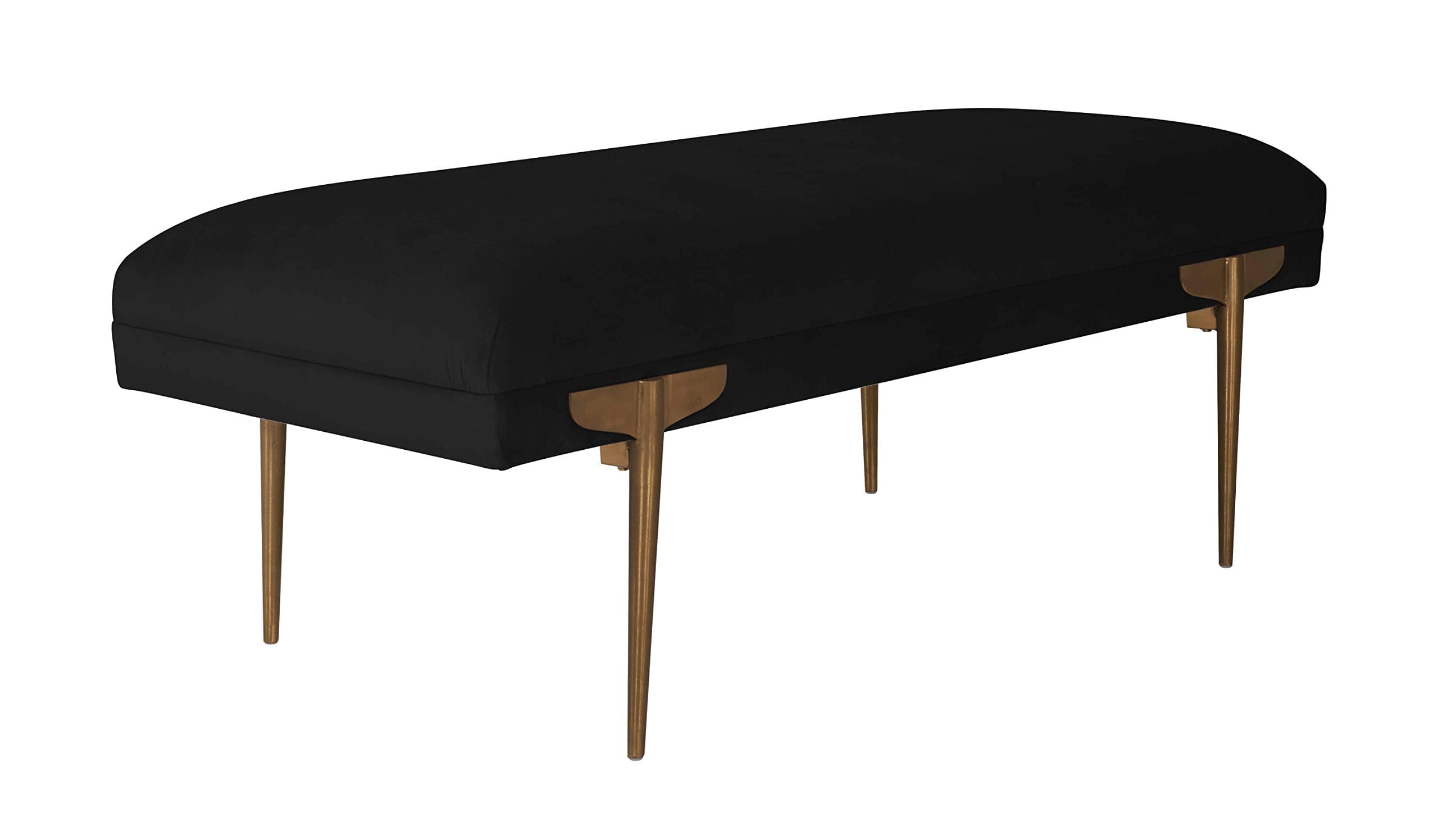 TOV Furniture Brno Glamorous Velvet Upholstered Accent Bench, 53.5" W Black