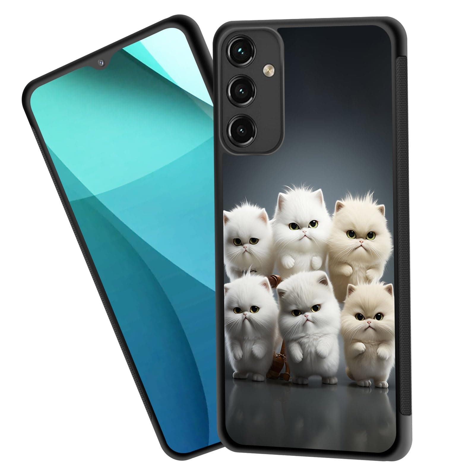 ZQLPLZR for Galaxy A32 5G Case,Tire Anti-Skid Edges Cute Design Shockproof Bumper Full Protection Black Back Cover for Samsung Galaxy A32 5G 6.5 Inch,Cute Funny Cats