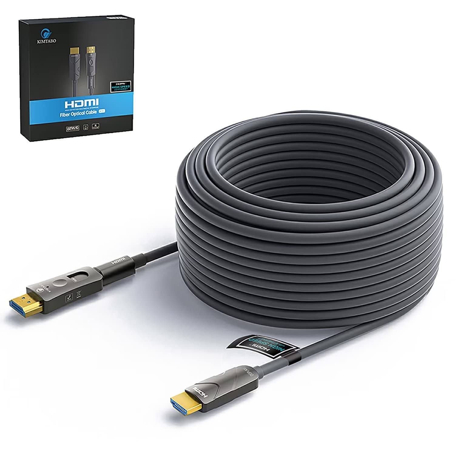 KIMTABO Fiber Optic HDMI Cable (HDMI 2.0, 18Gbps), HDMI to HDMI and Micro HDMI to HDMI Long Cable in Wall 75 ft, Ultra High Speed 4K 60Hz 444, HD,HDR10,ARC,3D,Slim for Laptop, Camera,PS4,Projector,TV