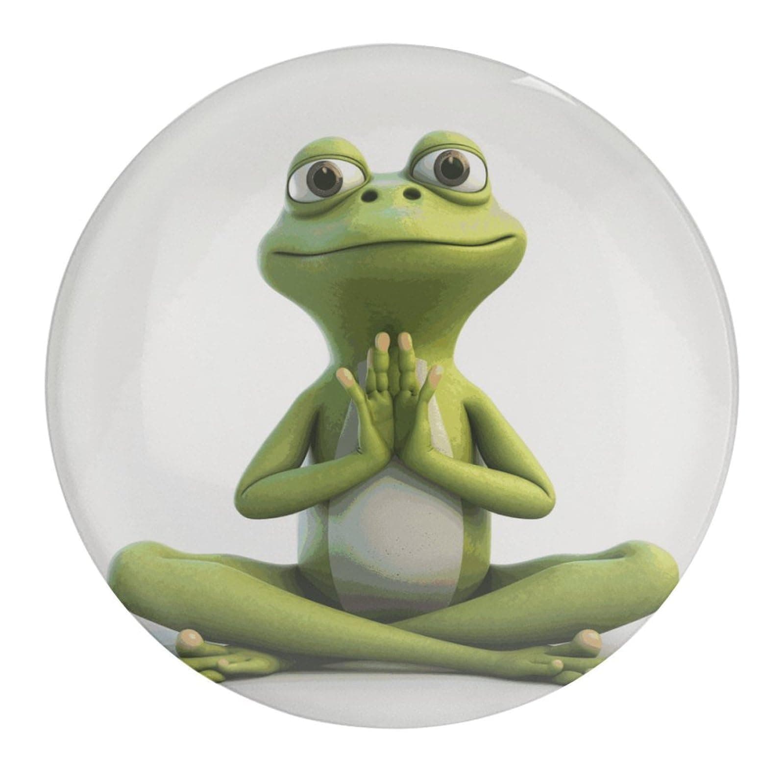The Funny Frog Doing Yoga Fridge Magnets for Home, Magnetic Refrigerator Sticker for Whiteboard, Circle Waterproof Fridge Magnet for Refrigerator, Locker, Car Garage, Office Decor 2 PCS