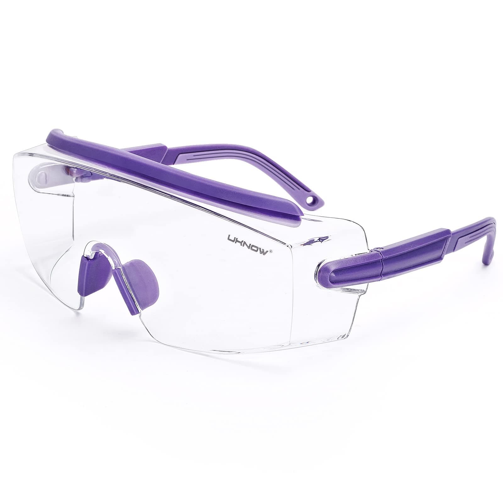 UKNOW Safety Goggles Over Glasses, Anti Fog Safety Glasse with Clear Wraparound Lens, ANSI Z87.1 Protective Eyewear