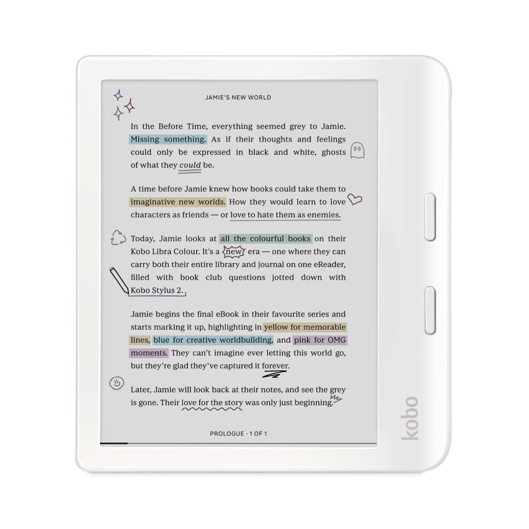 Kobo Libra Colour eReader, 7” Colour E Ink, Waterproof, White